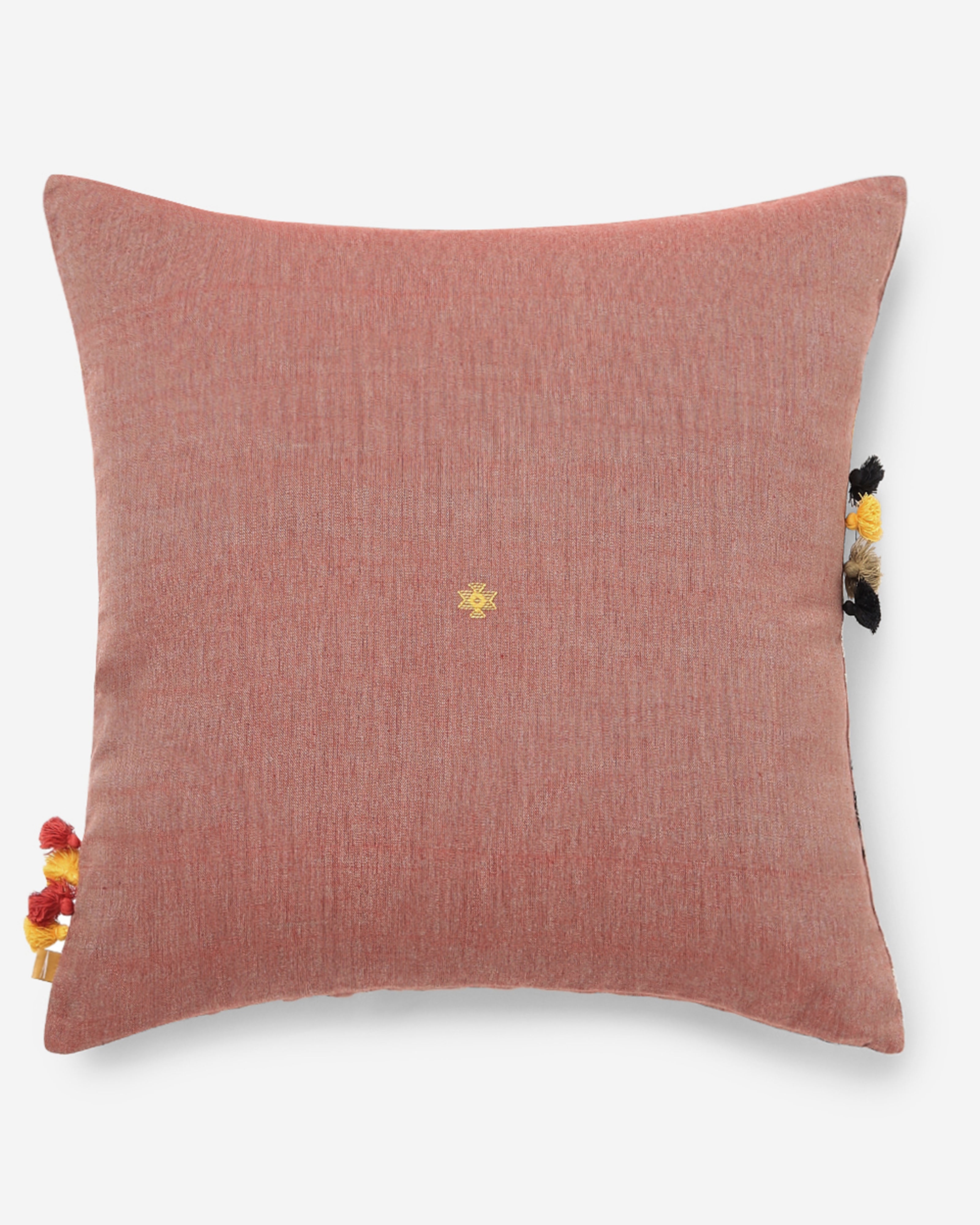 Ella Extra Weft Cotton Cushion Cover - Medium Red