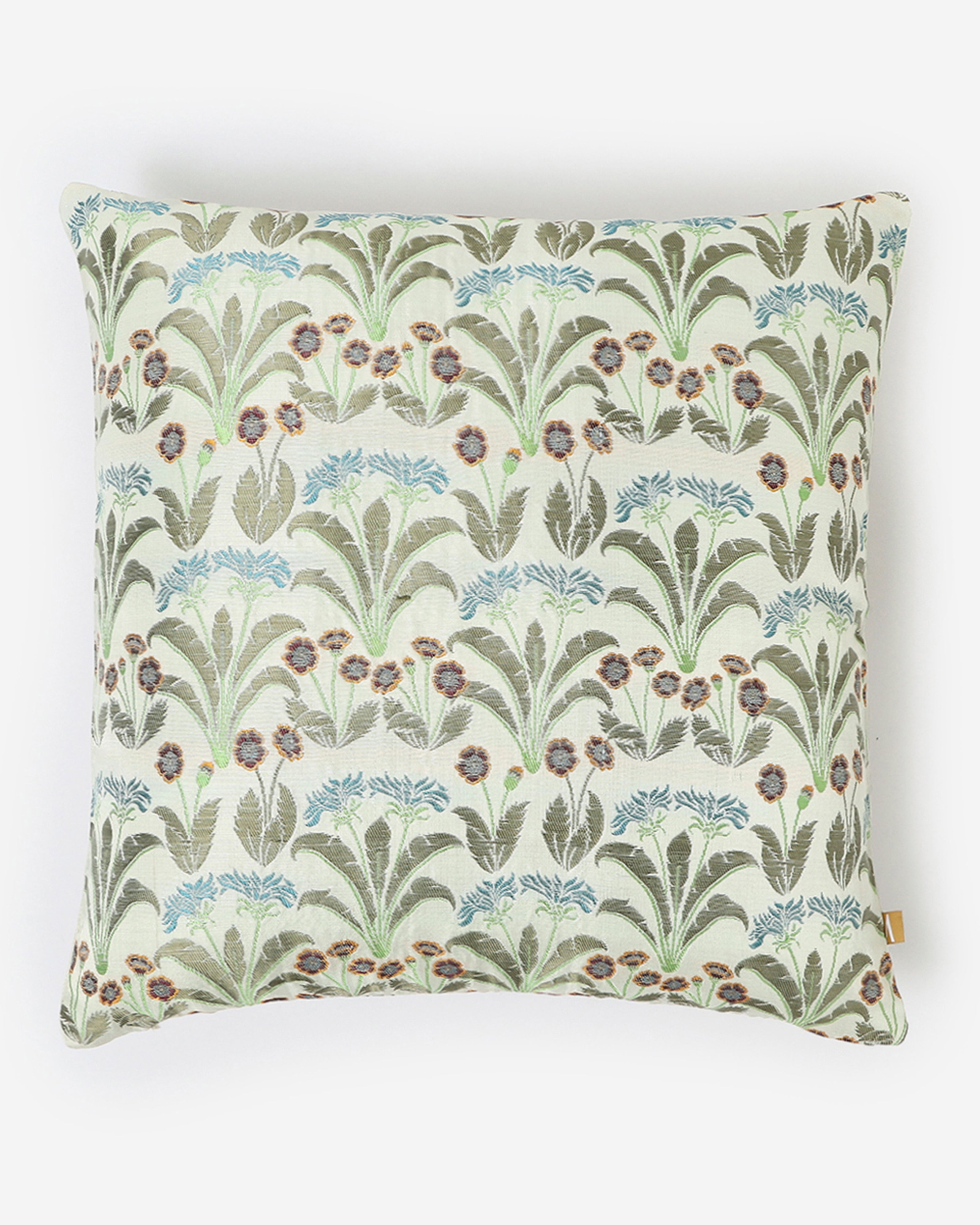 Genda Phool Satin Brocade Silk Cushion Cover