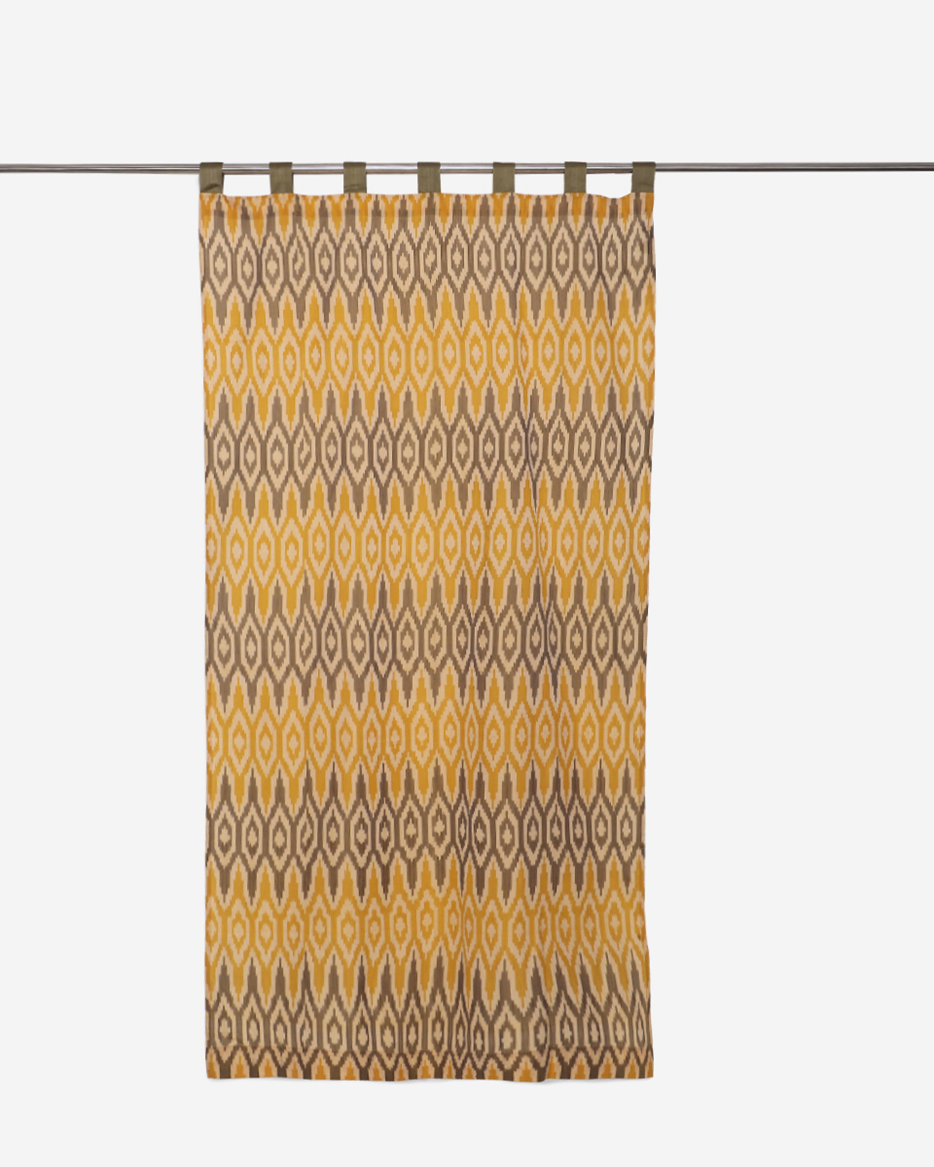 Pavan Warp Ikat Cotton Curtain - Dark Yellow
