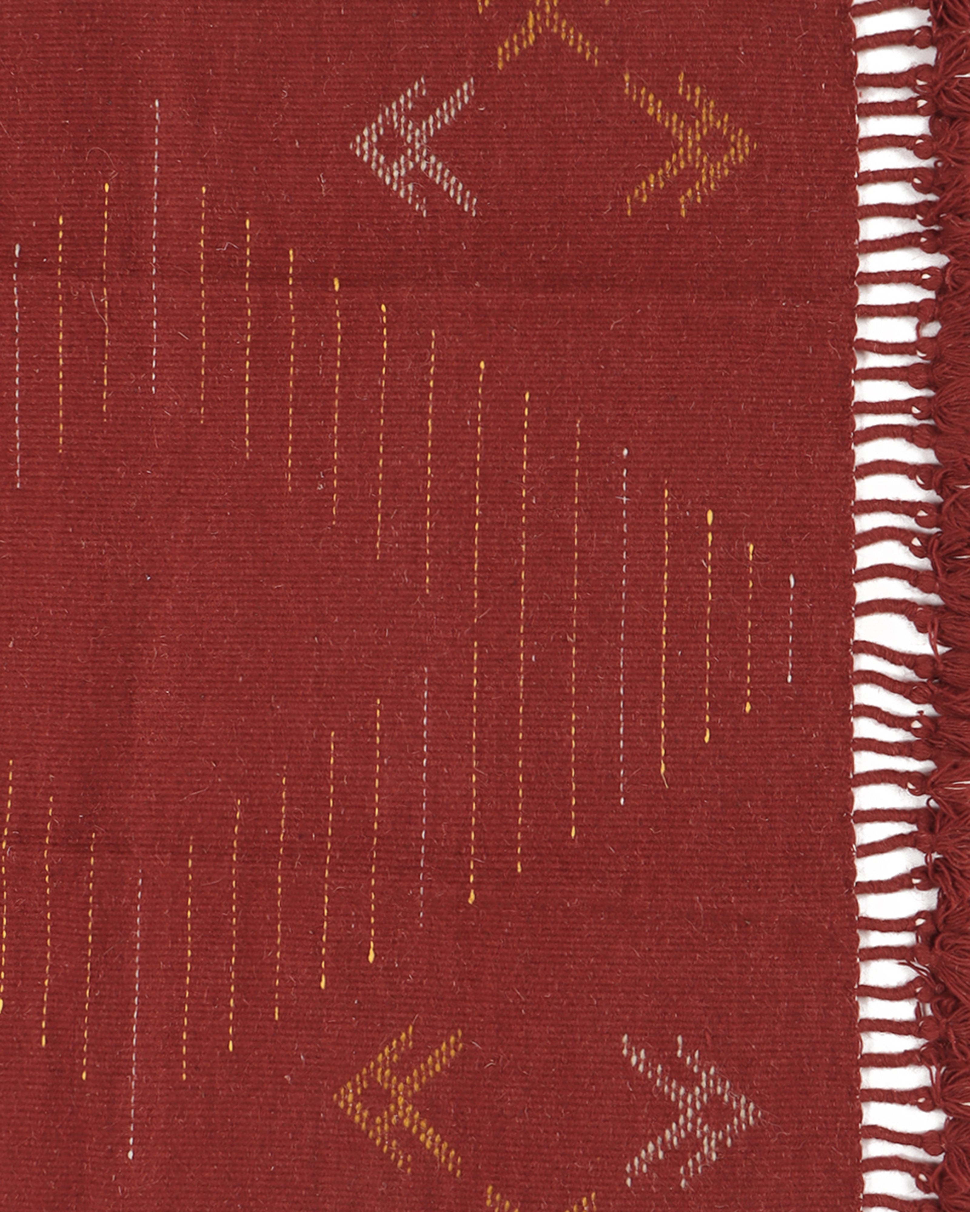 Daksha Extra Weft Cotton Wool Rug - Dark Red