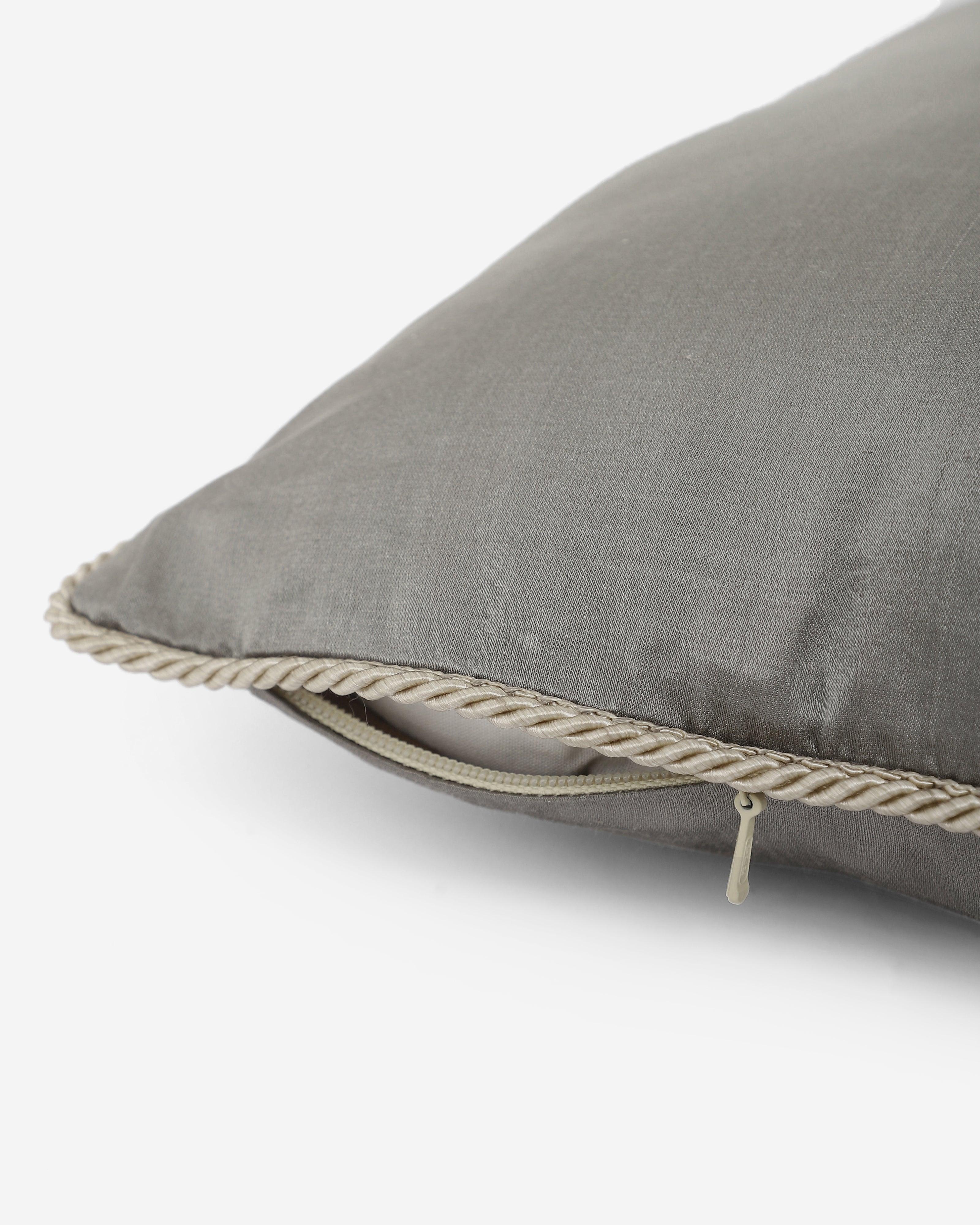 Solid Satin Silk Cotton Cushion Cover - Medium Grey