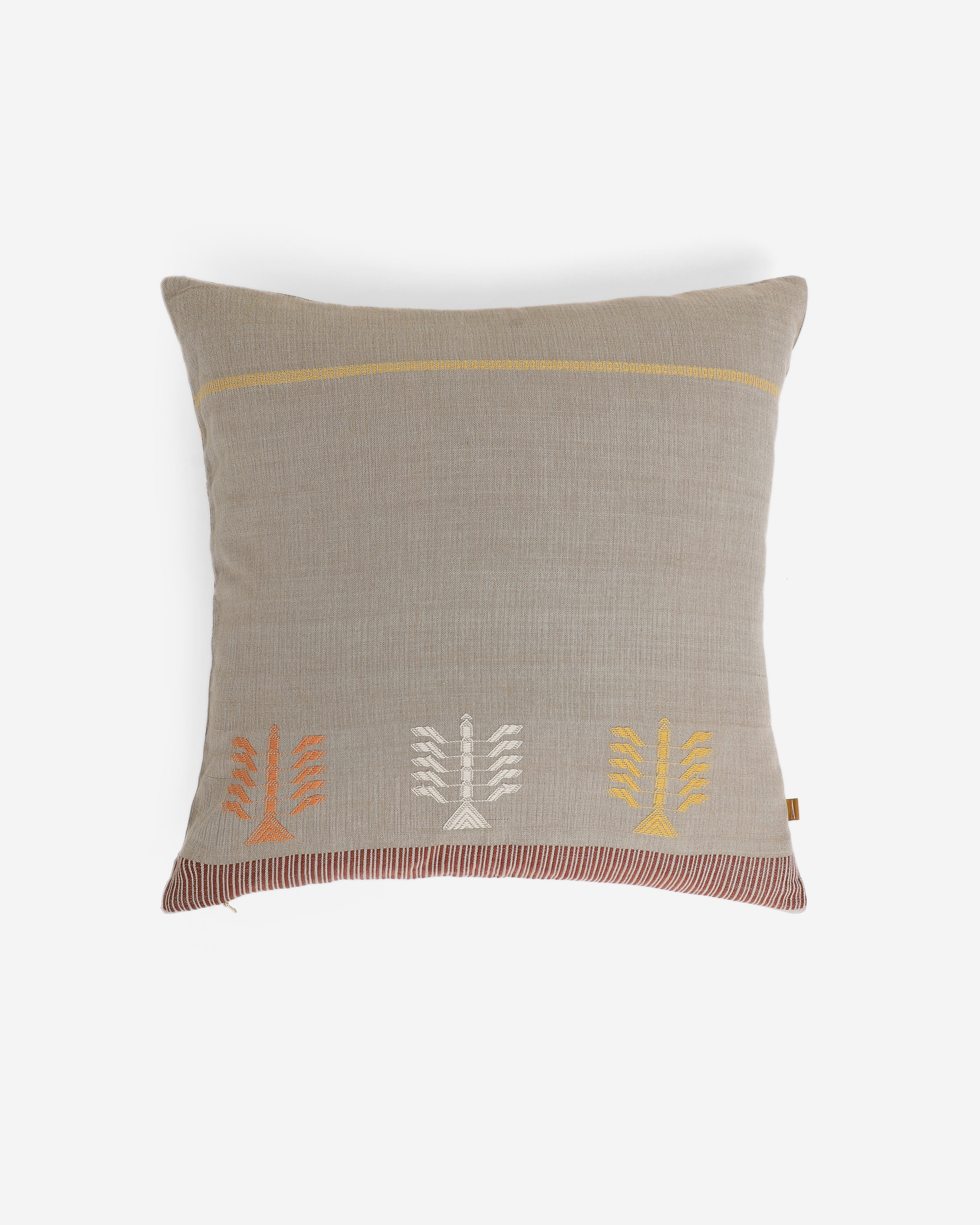 Pushpagiri Extra Weft Cotton Cushion Cover - Medium Beige
