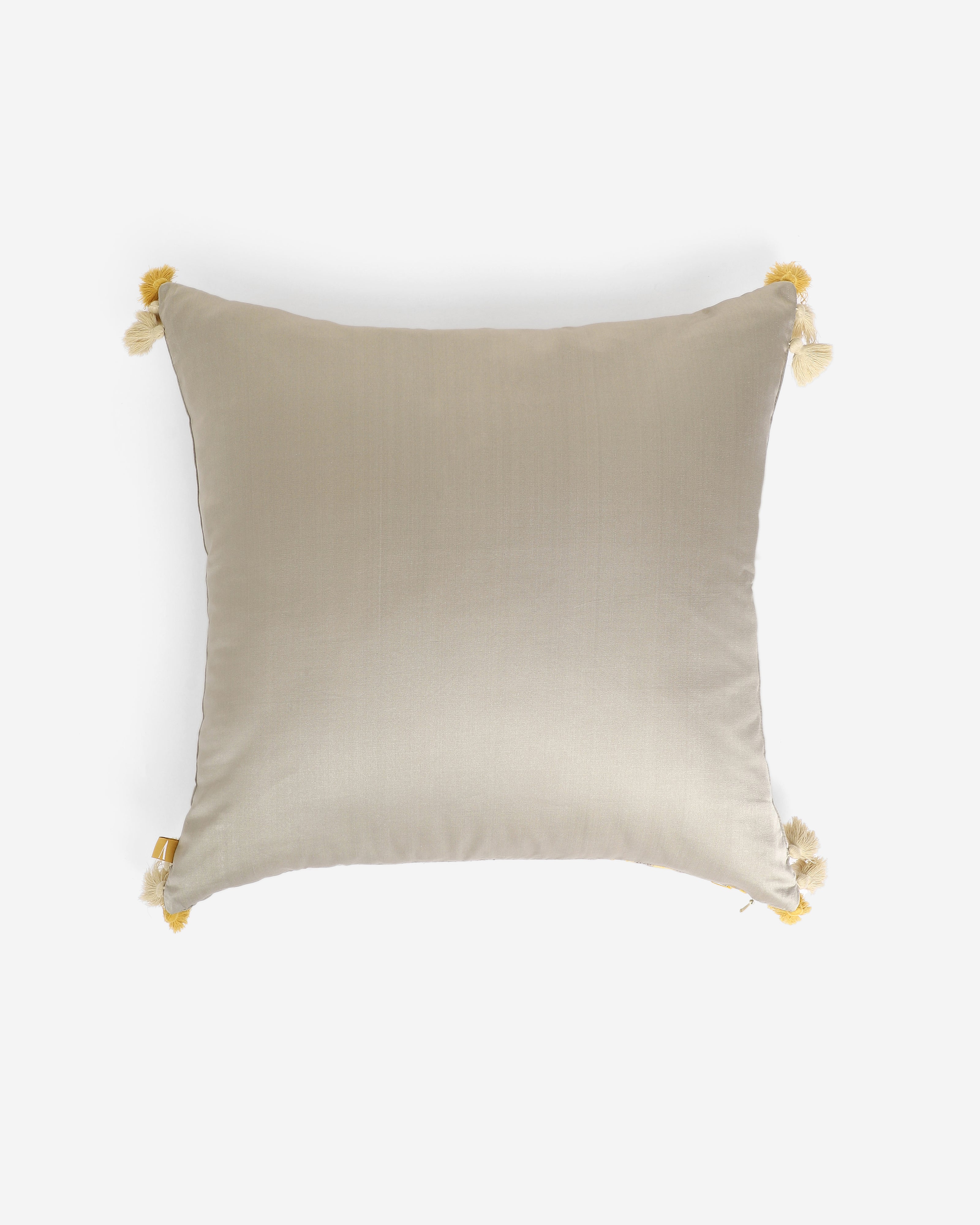 Jihan Weft Ikat Cotton Silk Cushion Cover - Light Yellow