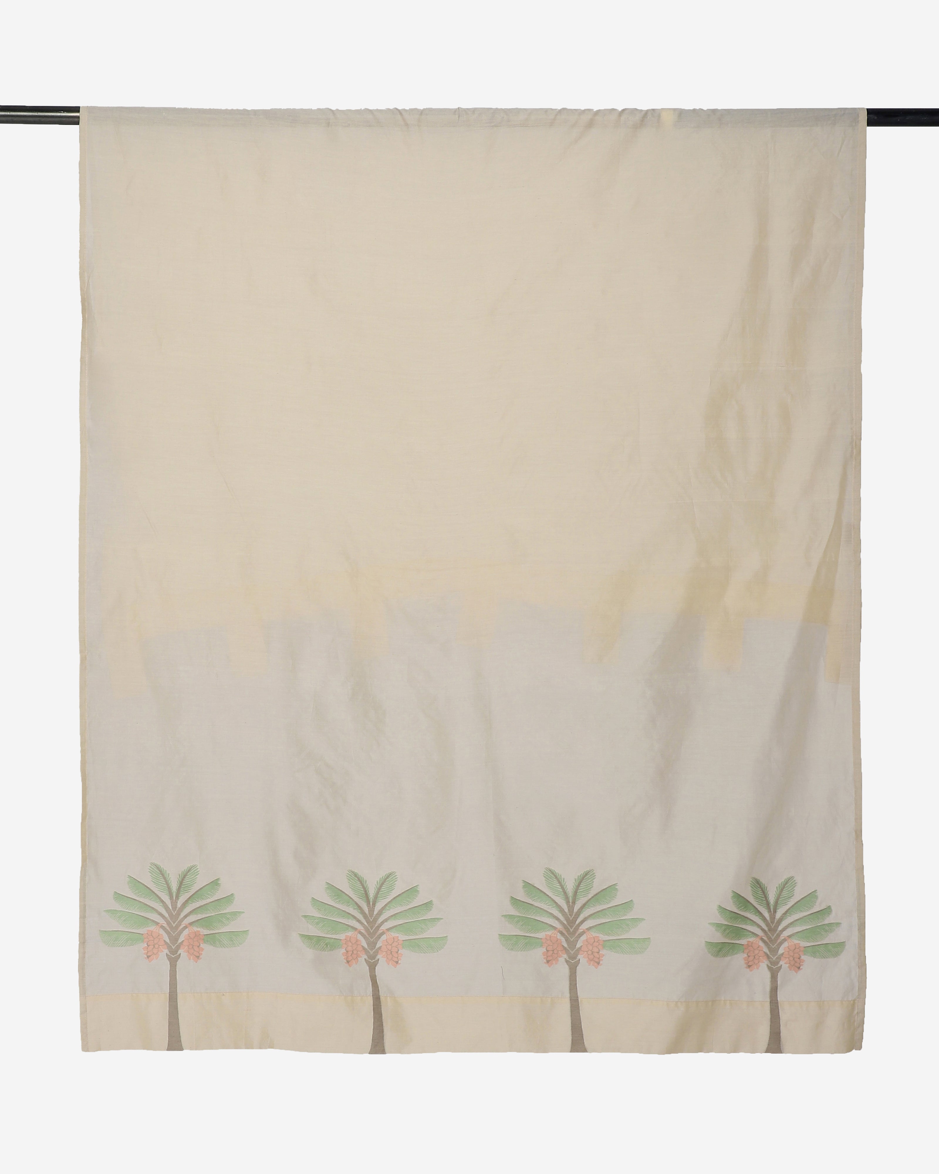 Aralam Powdi Silk Cotton Curtain - Light Beige