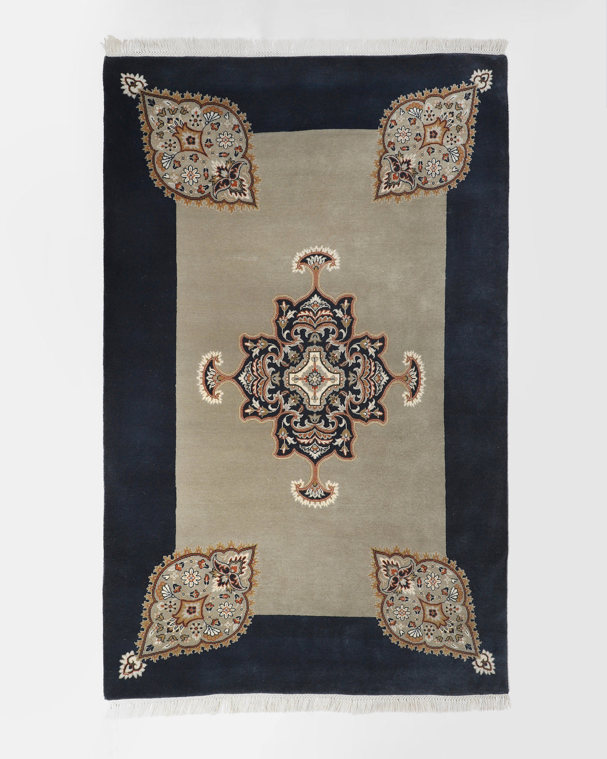 Murat Rug Murat Hand Knotted Cotton Wool Rug - Medium Black