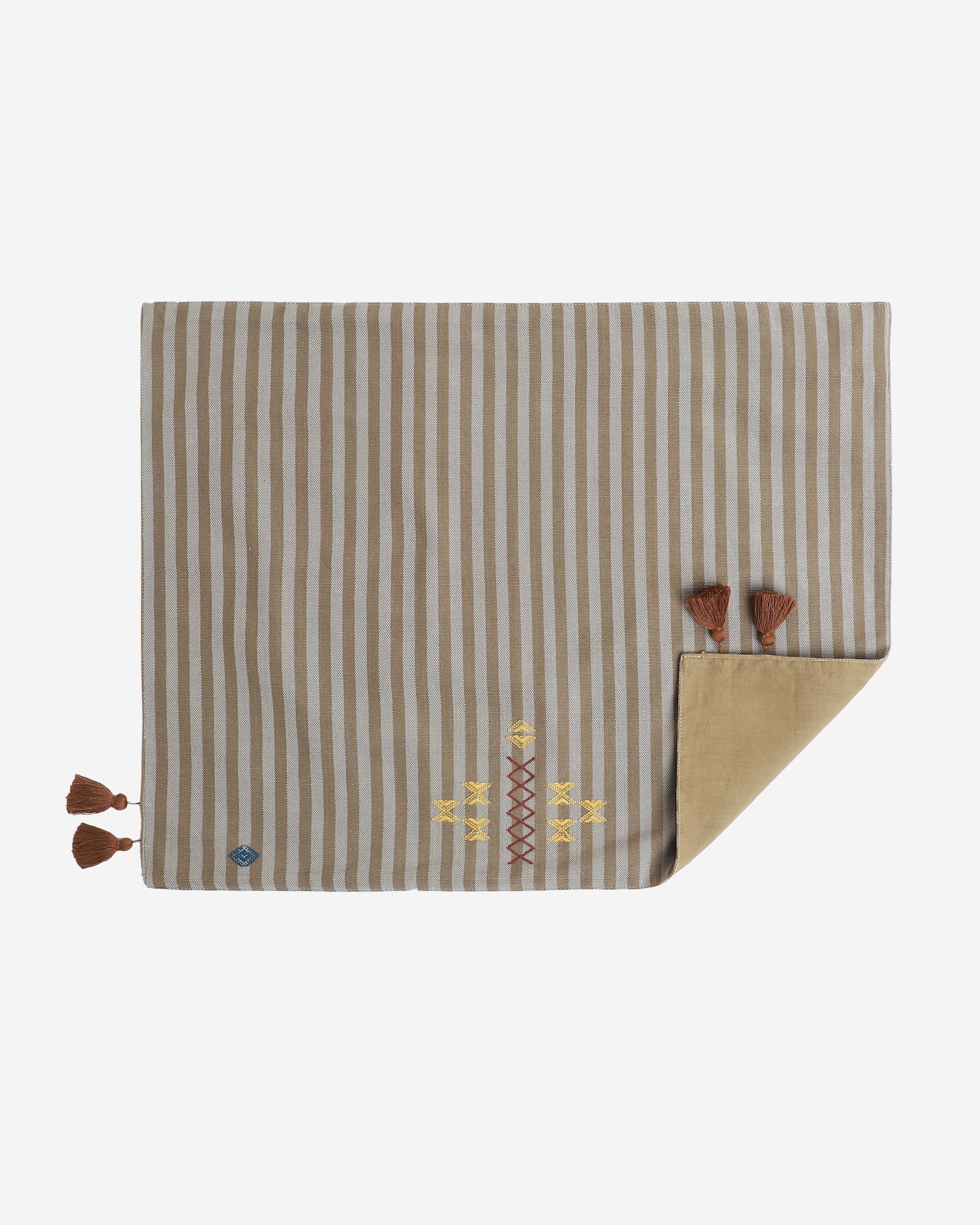 Charvi Extra Weft Cotton Table Mat | Set of 6 - Medium Brown