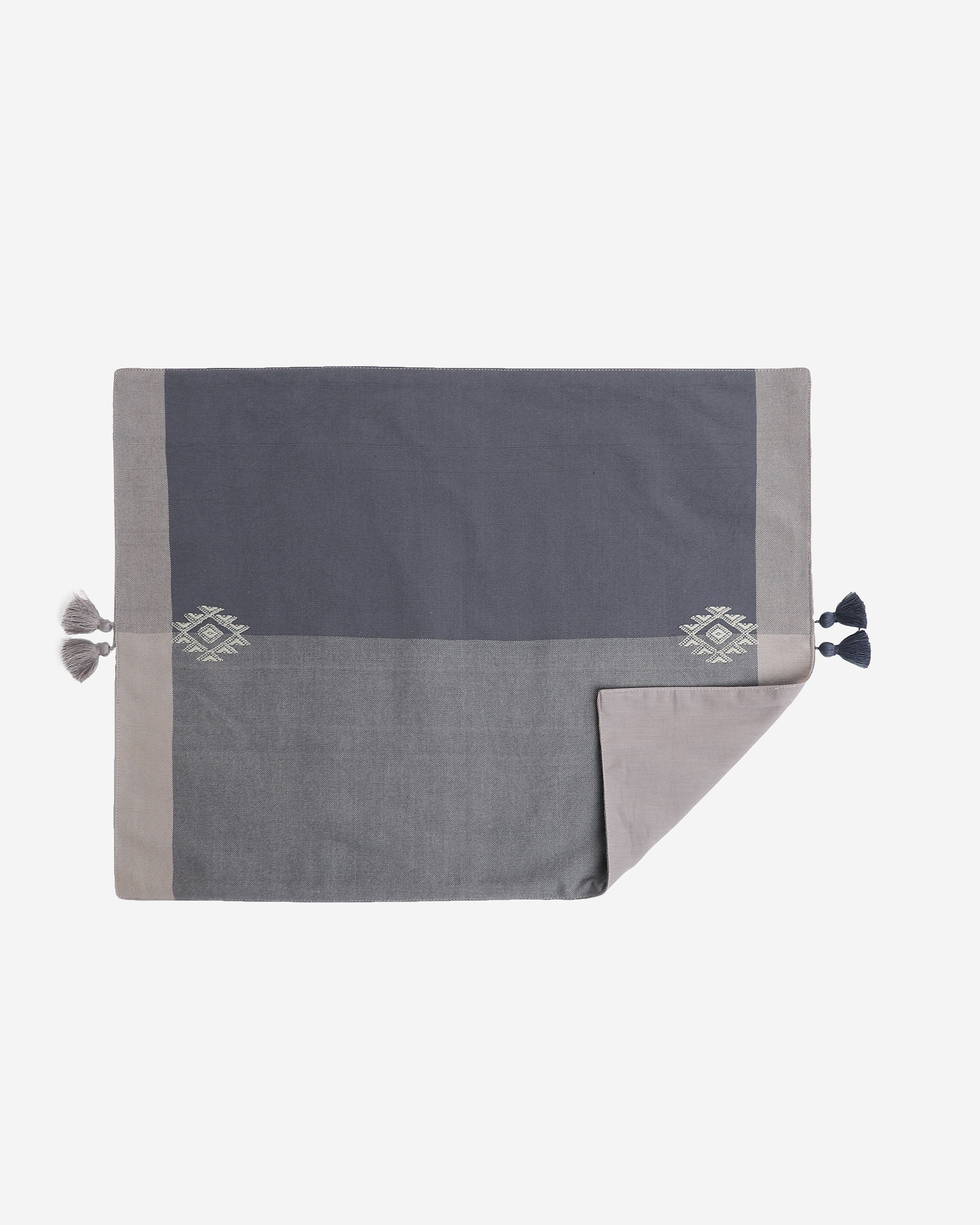 Zambak Extra Weft Cotton Table Mat | Set of 6 - Dark Blue