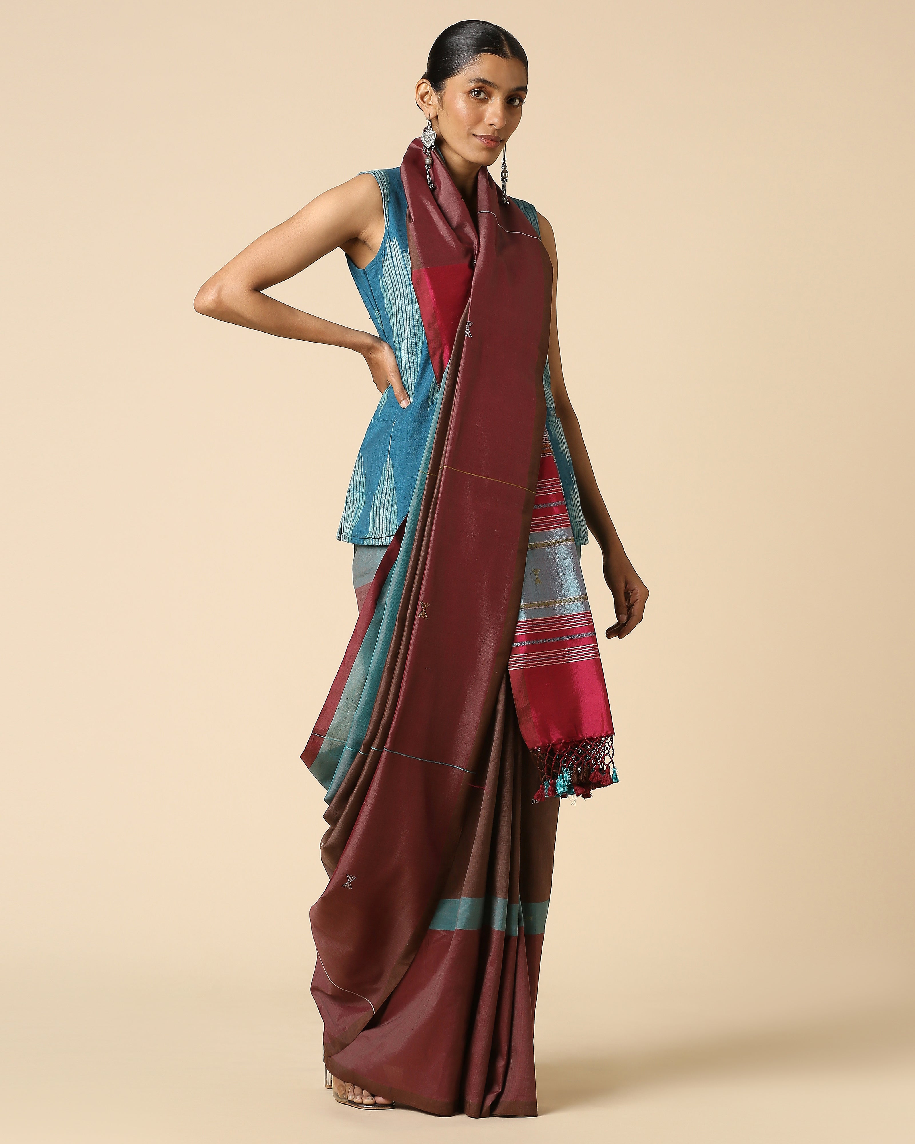 Etisha Bhujodi Extra Weft Cotton Silk Saree