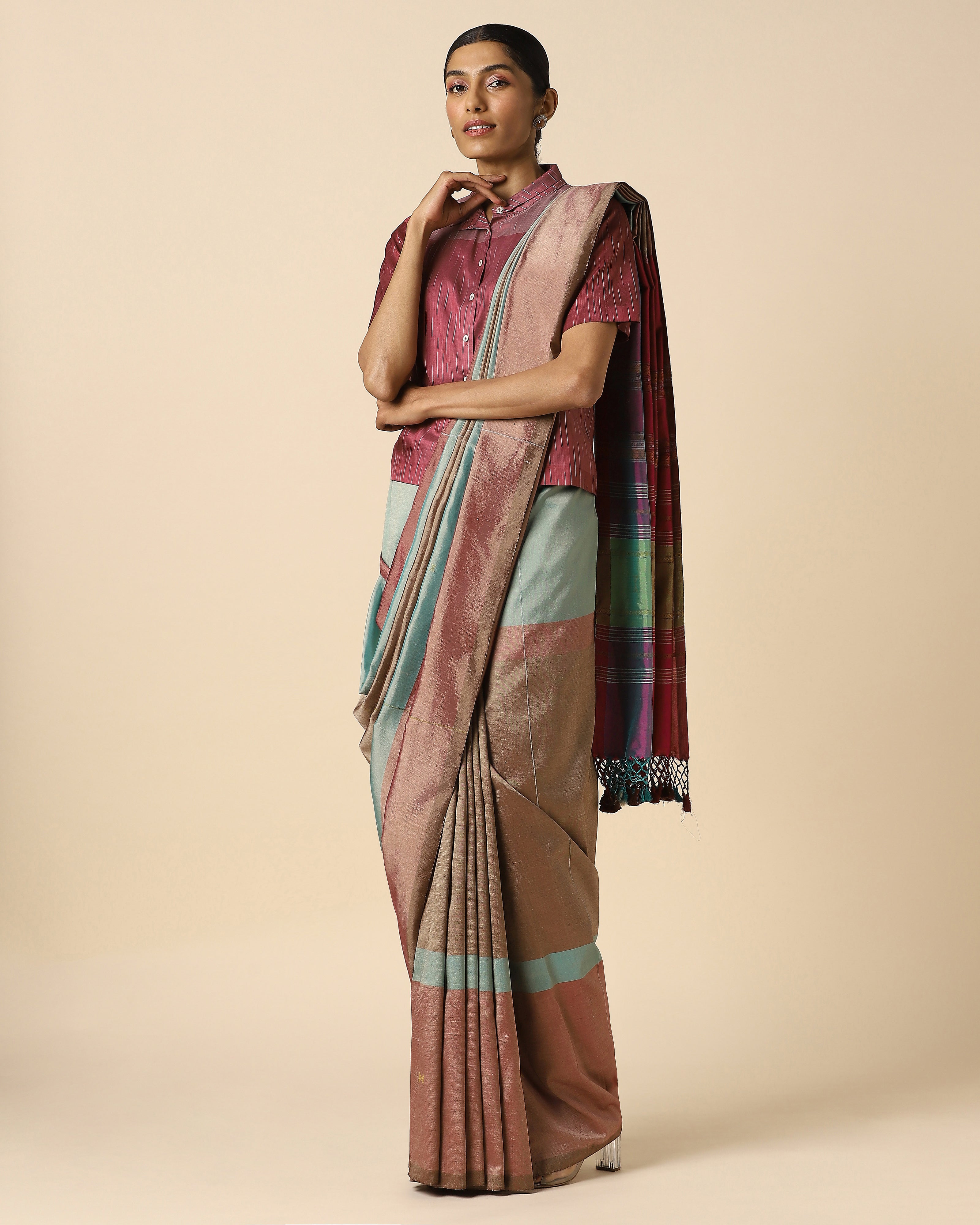Etisha Bhujodi Extra Weft Cotton Silk Saree