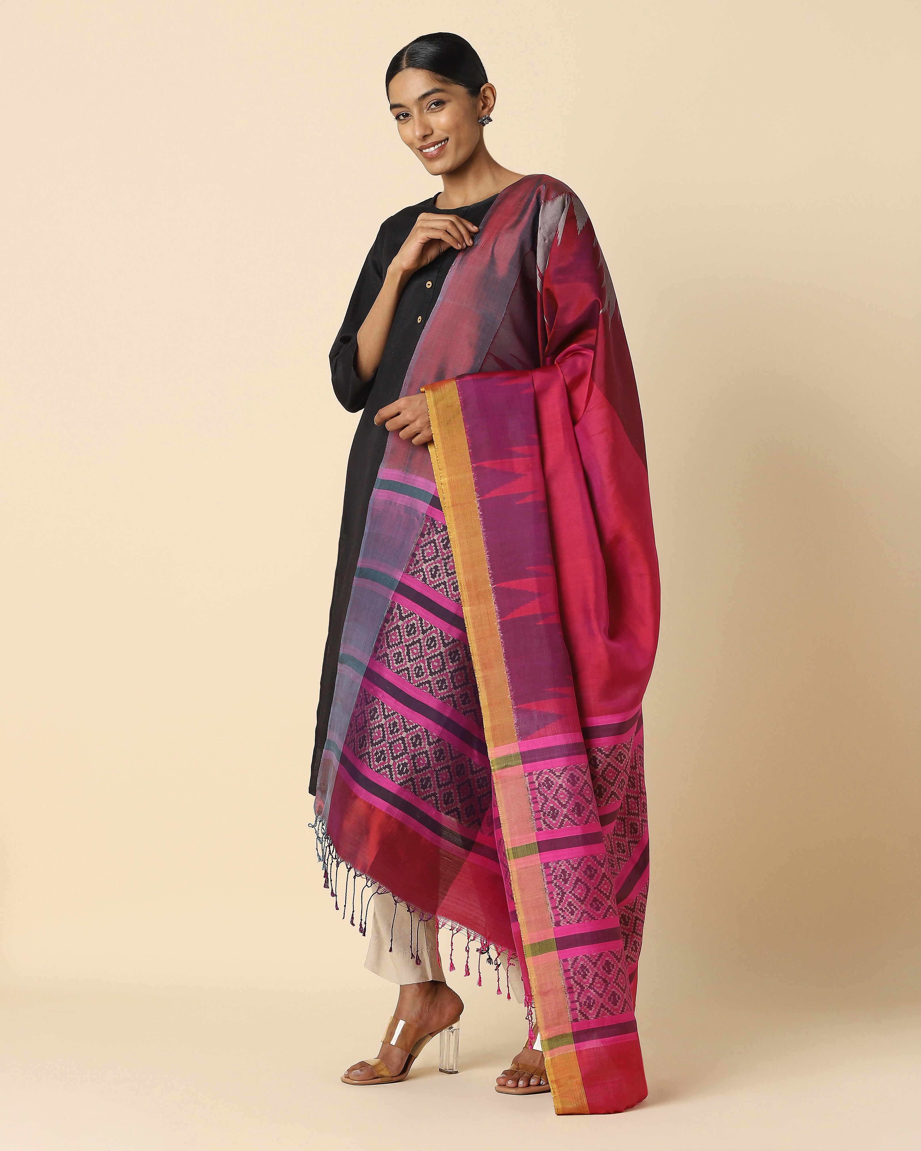 Aaravi Weft Ikat Silk Dupatta