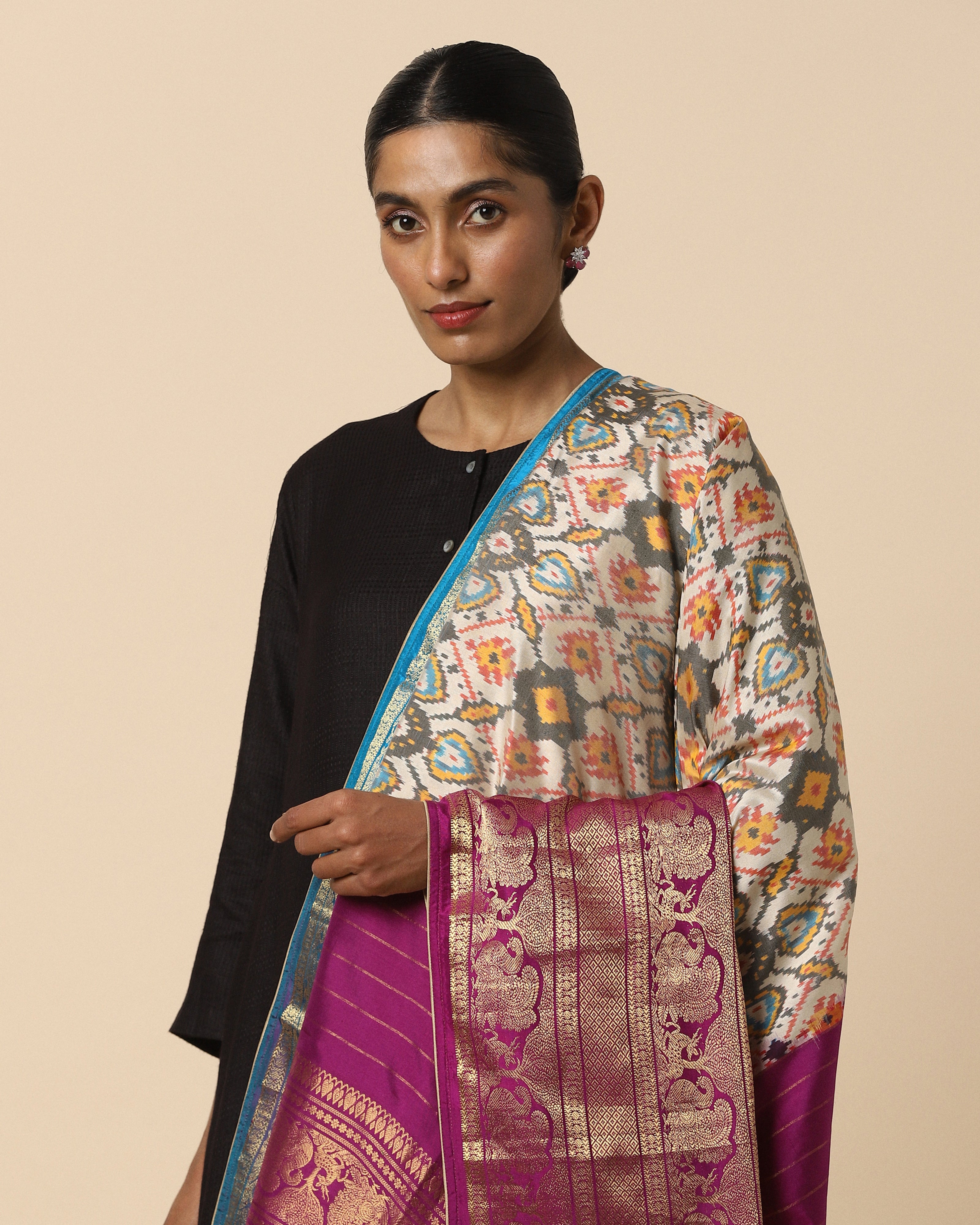 Ektaa Pochampally Weft Ikat Silk Dupatta