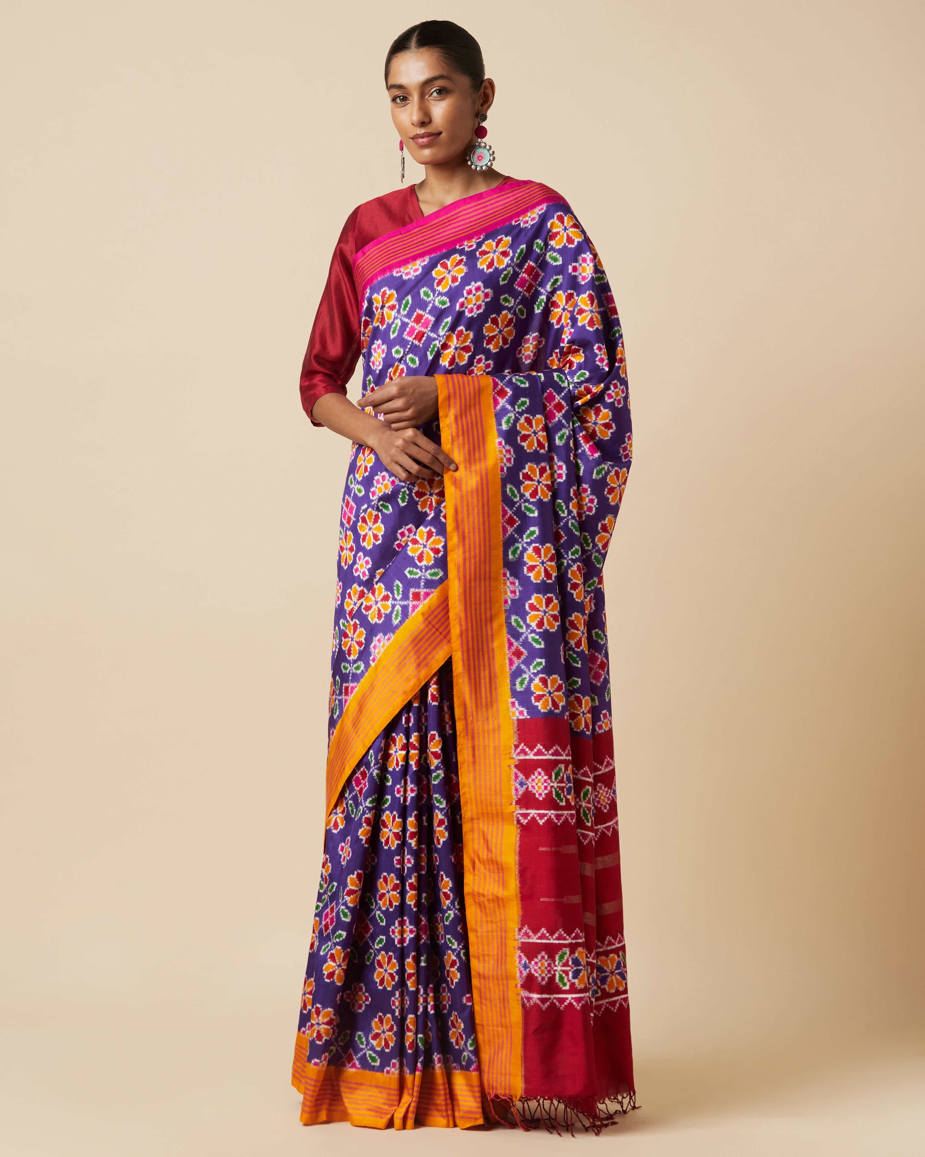 Soneeka Double Ikat Silk Saree