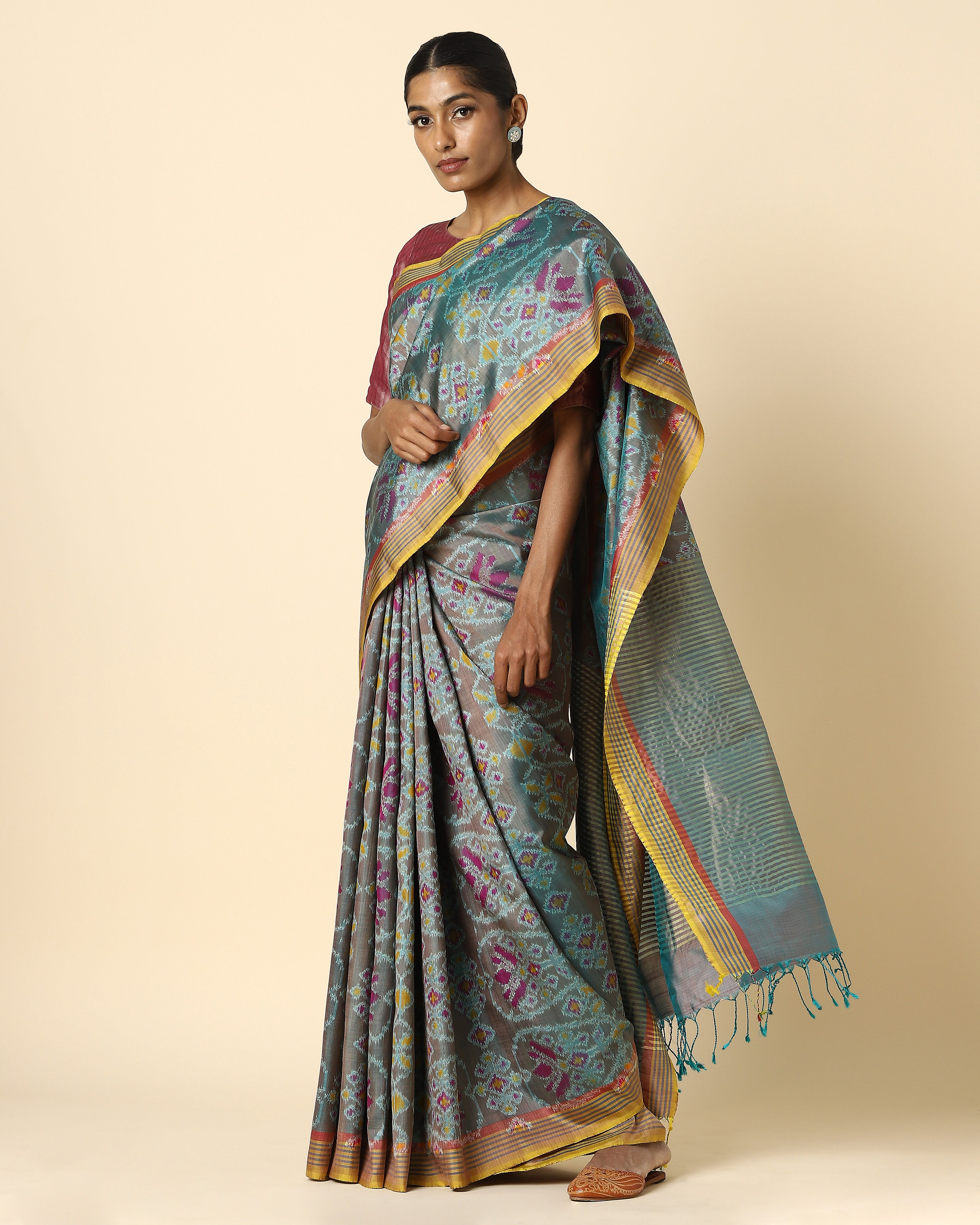 Dayanita Weft Ikat Silk Saree