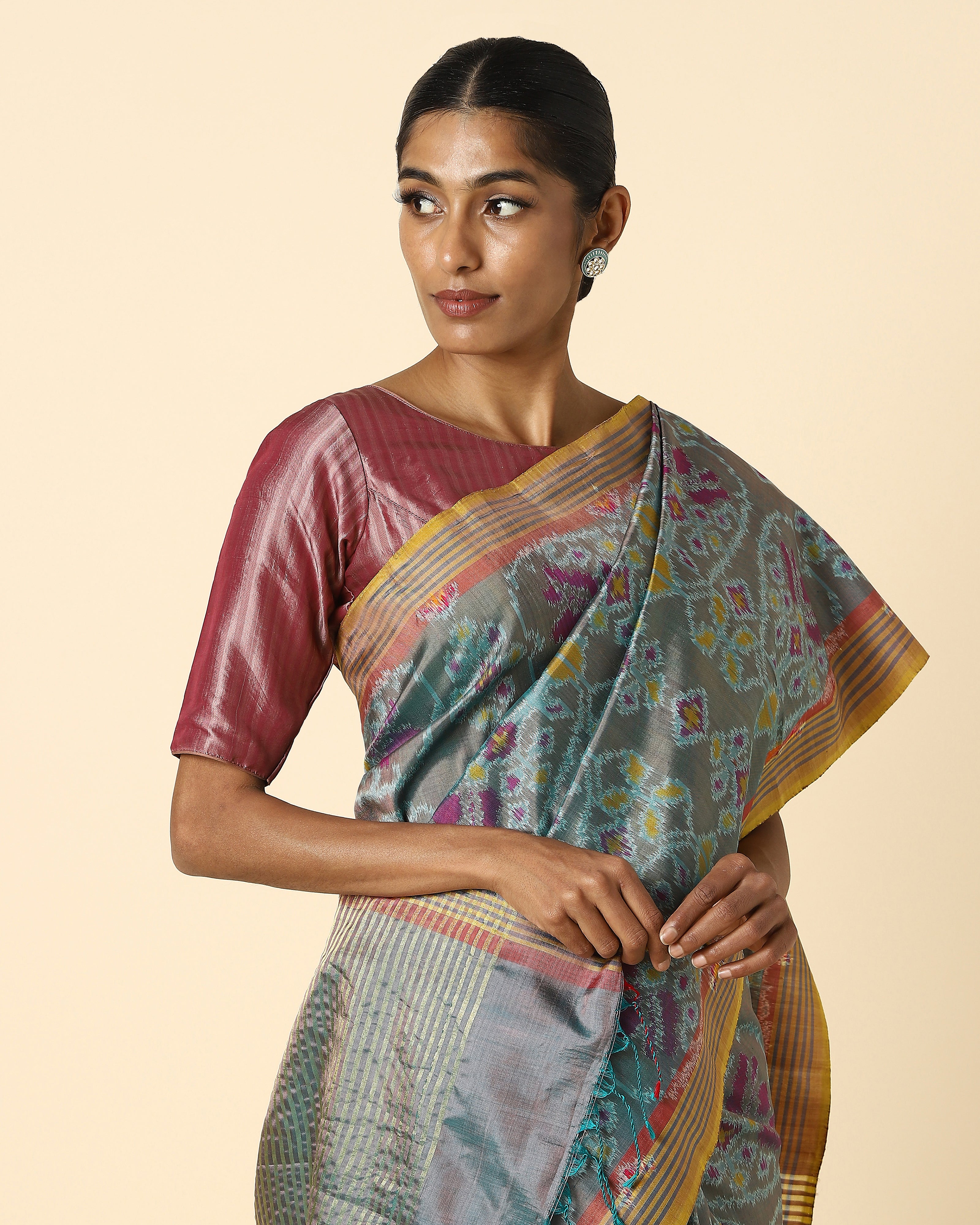 Dayanita Weft Ikat Silk Saree