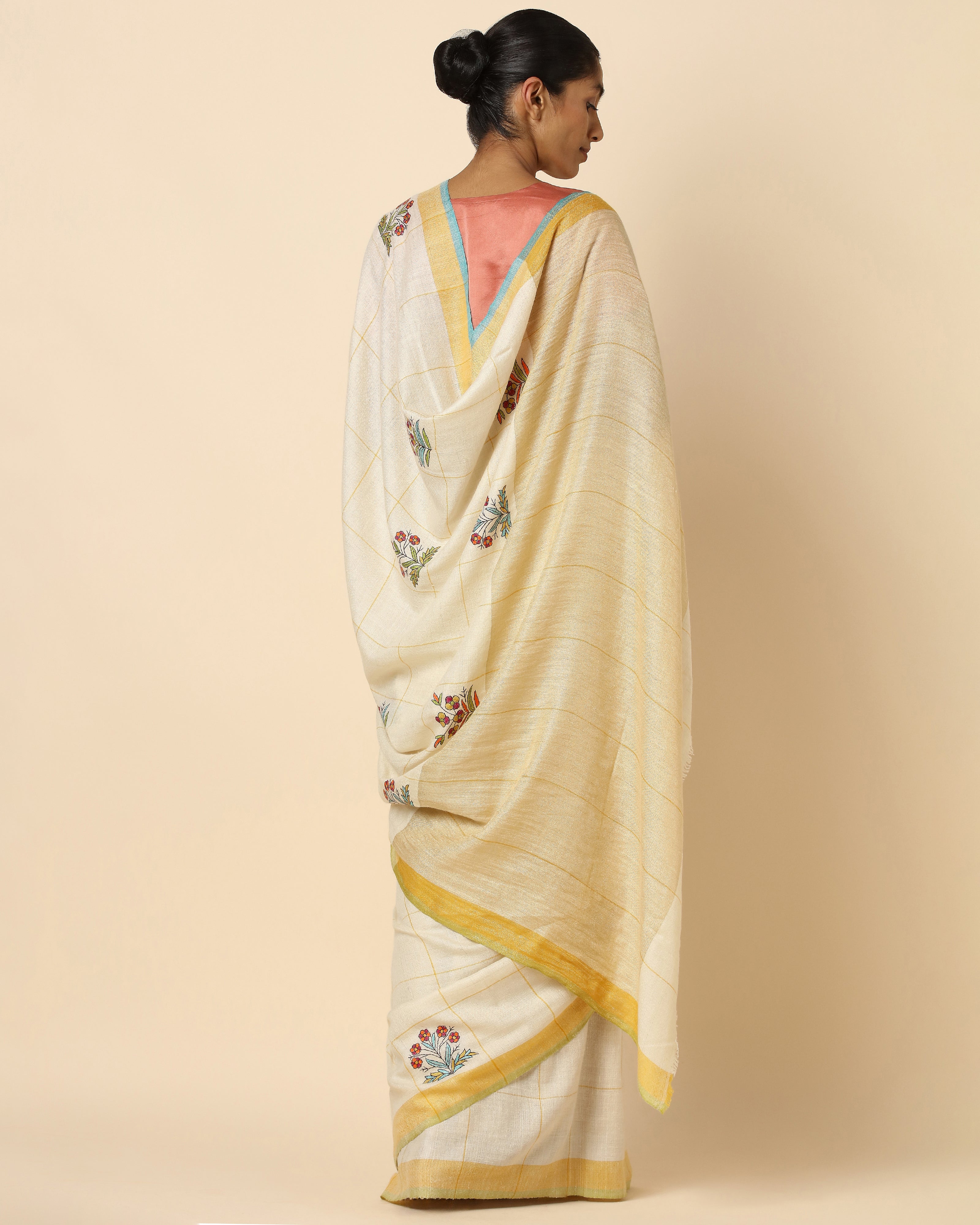 Eshal Sozni Embroidery Pashmina Saree