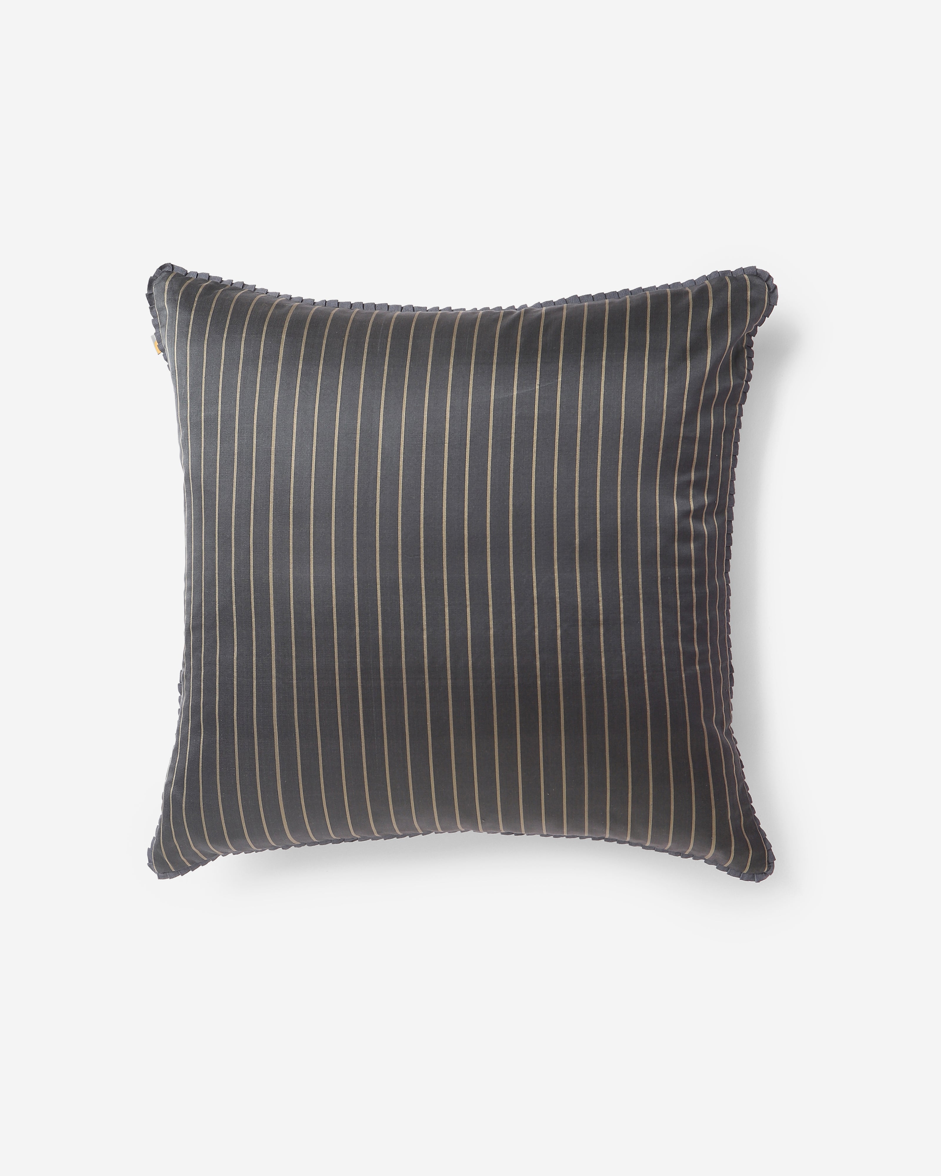 Solid Stripe Satin Cotton Silk Cushion Cover - Dark Black