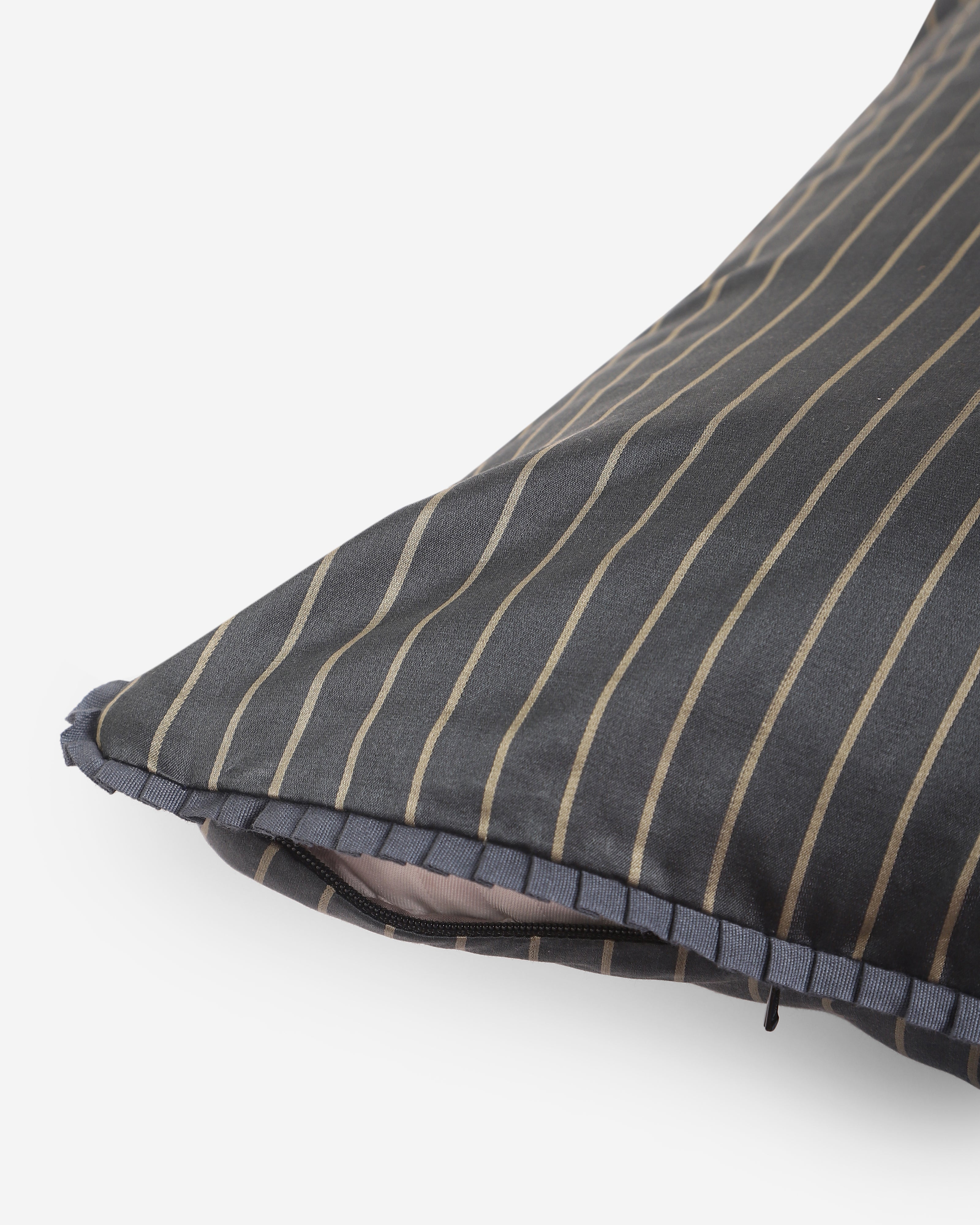 Solid Stripe Satin Cotton Silk Cushion Cover