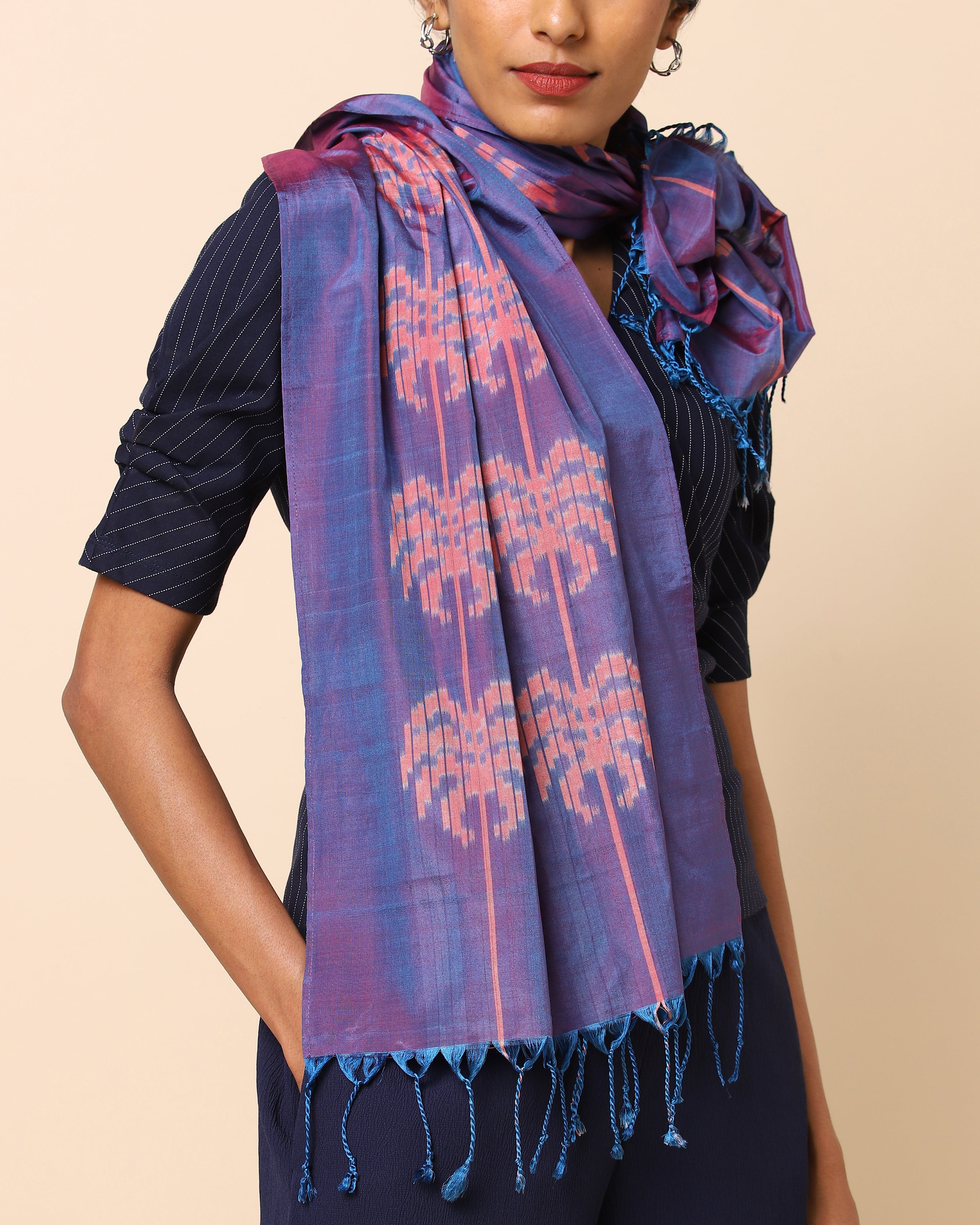 Panaa Warp Ikat Silk Cotton Stole