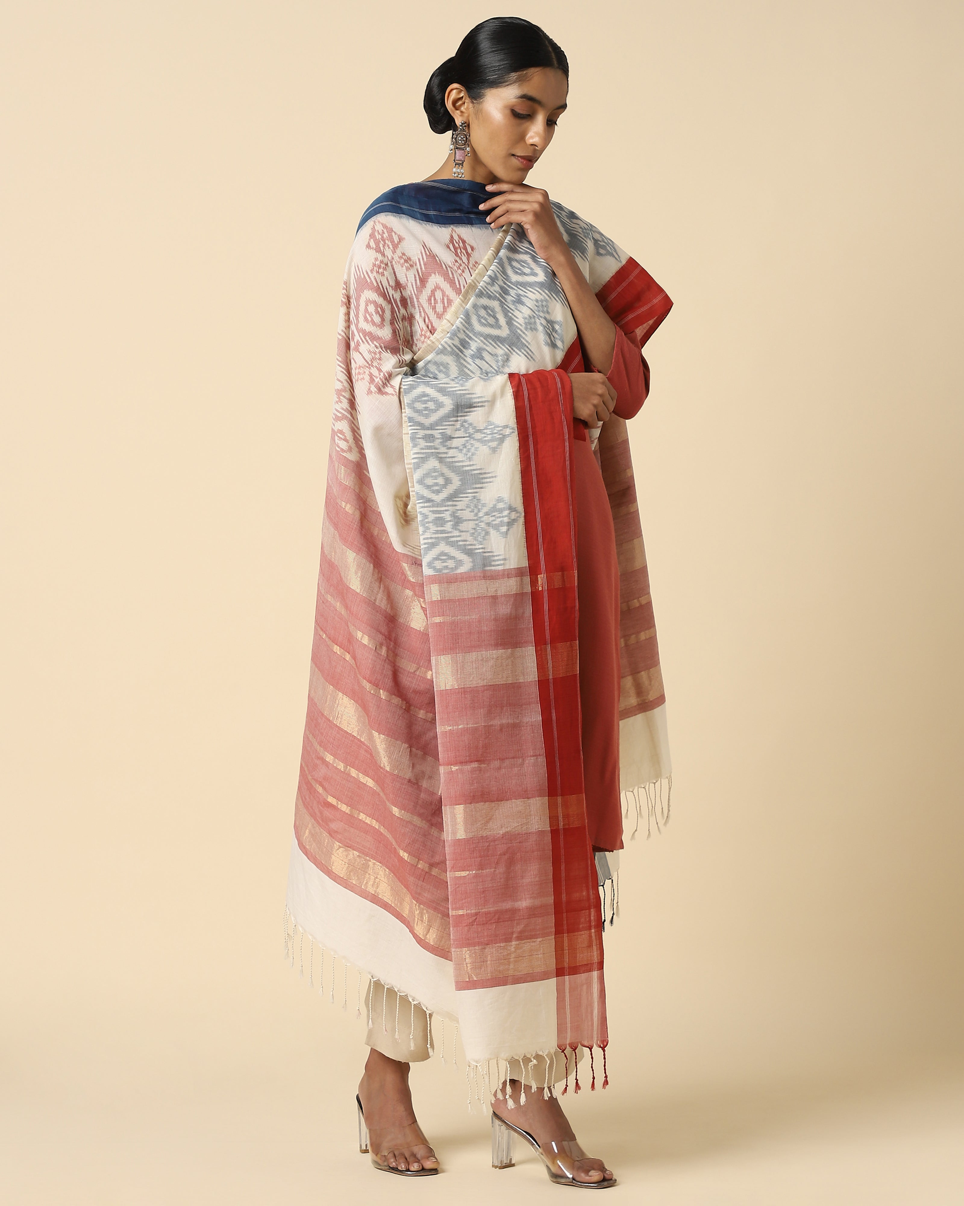 Mahak Weft Ikat Cotton Dupatta