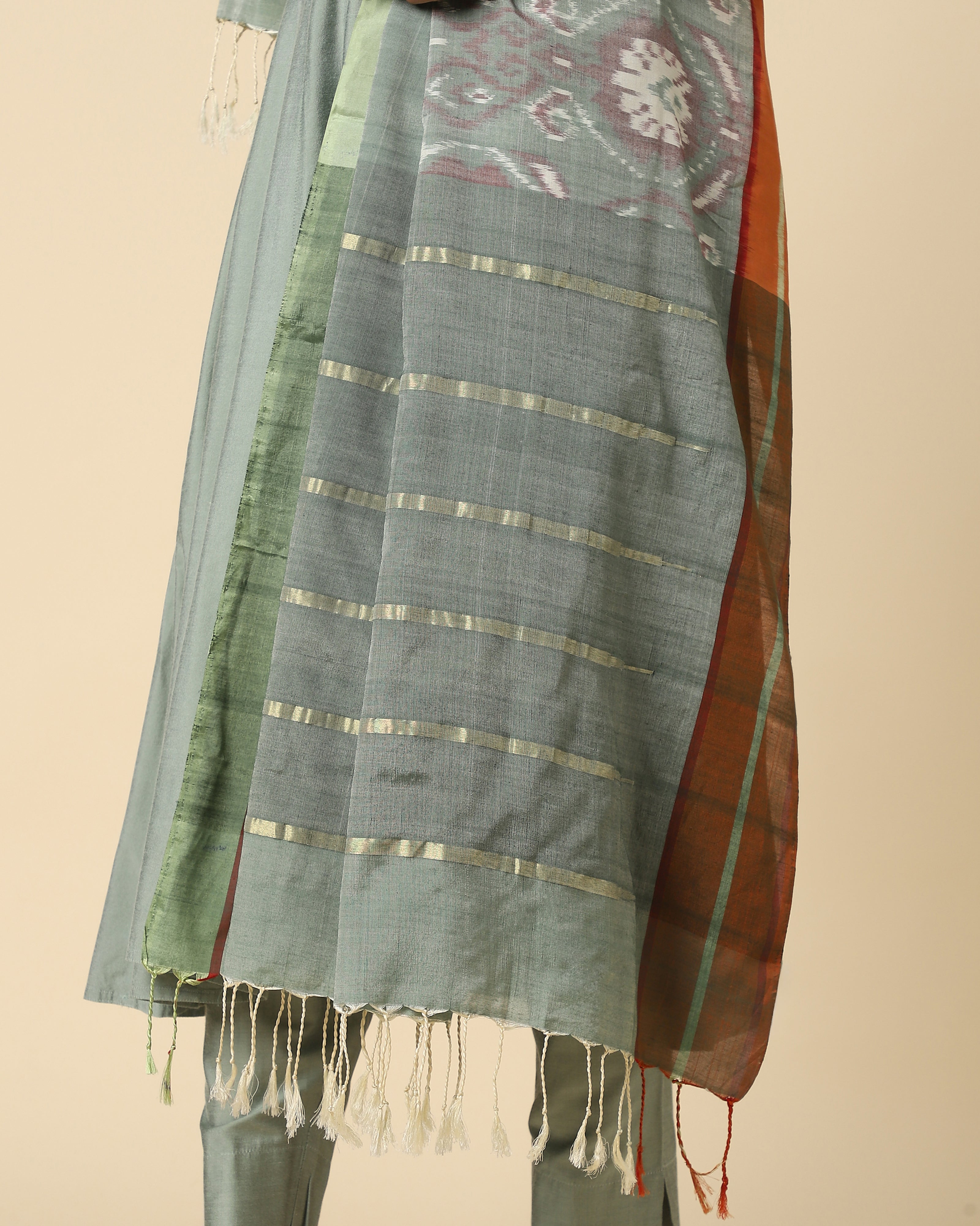 Sushen Weft Ikat Silk Cotton Dupatta