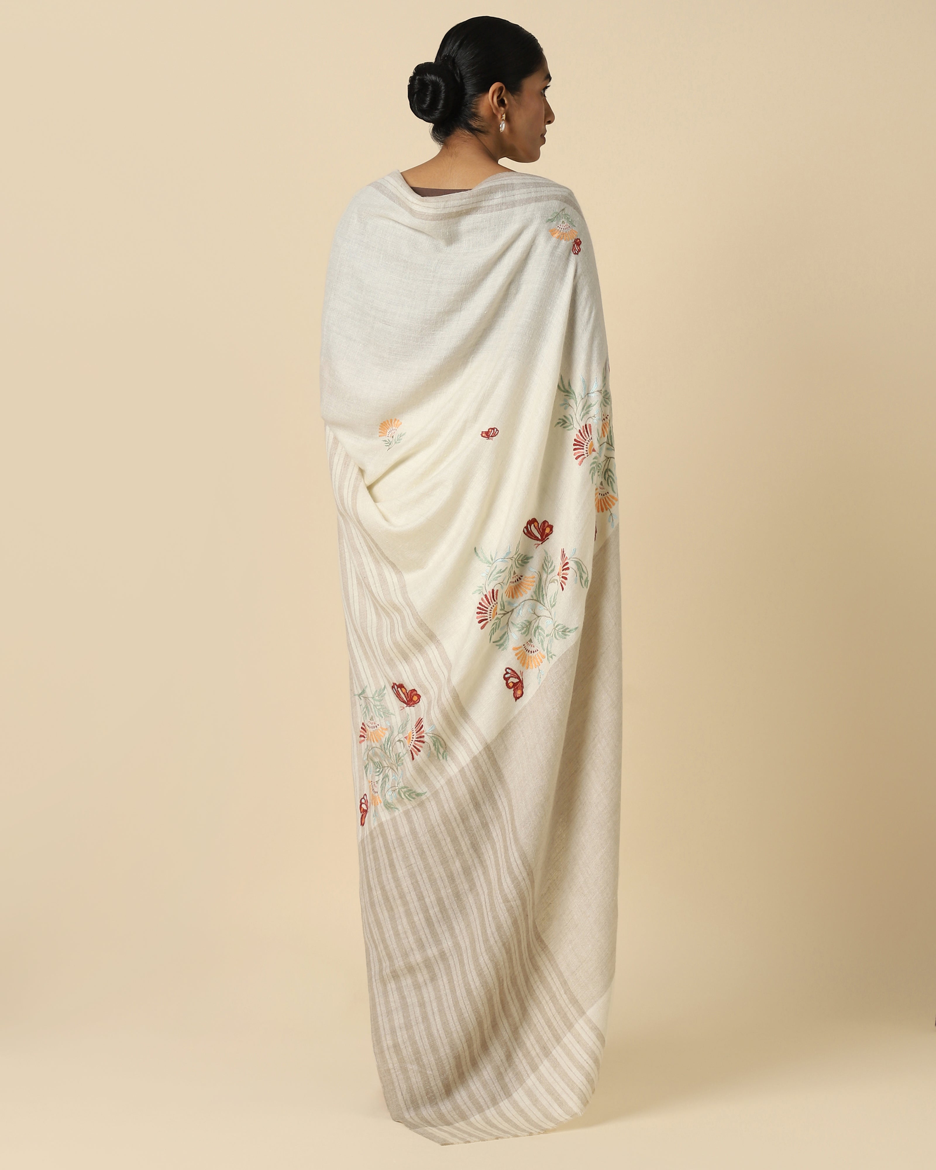 Layla Sozni Embroidery Pashmina Saree