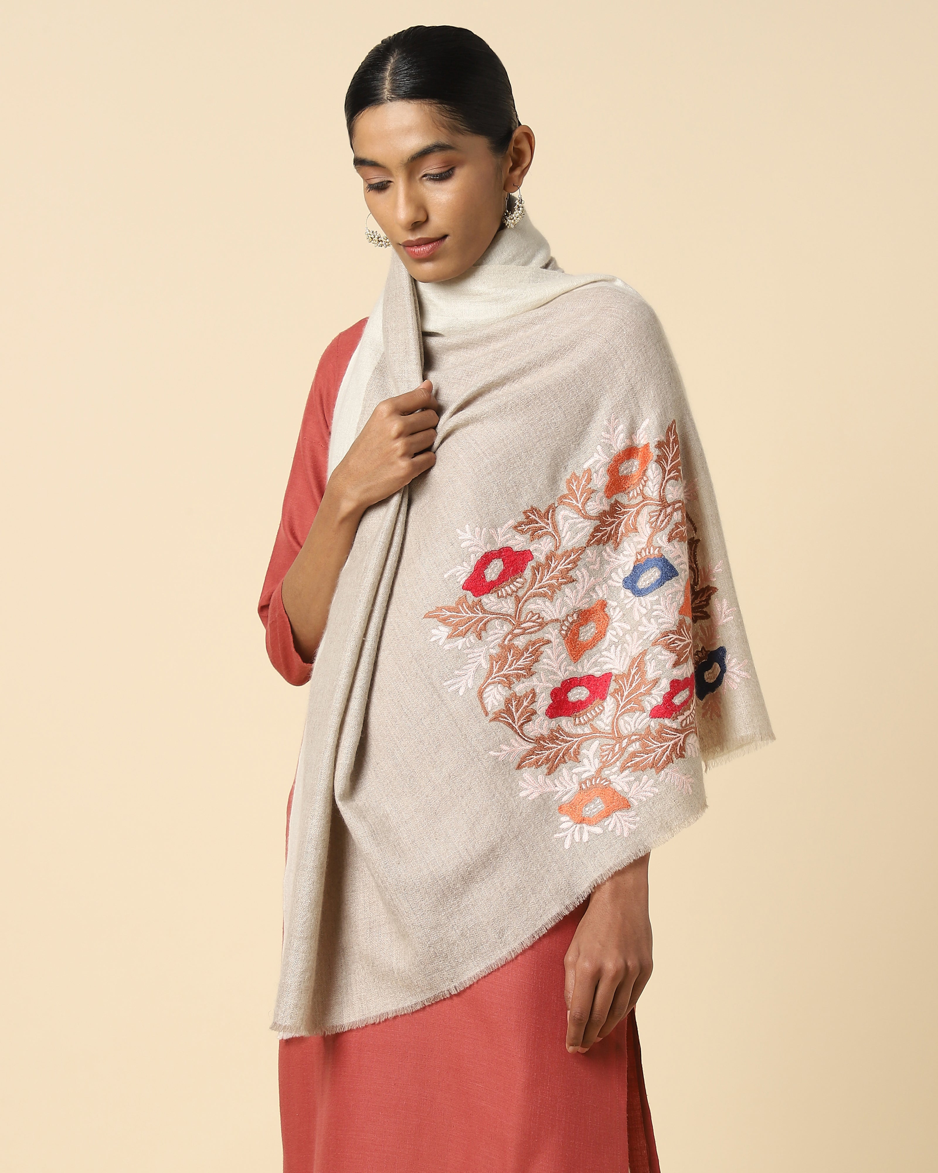 Kris Sozni Embroidery Pashmina Shawl