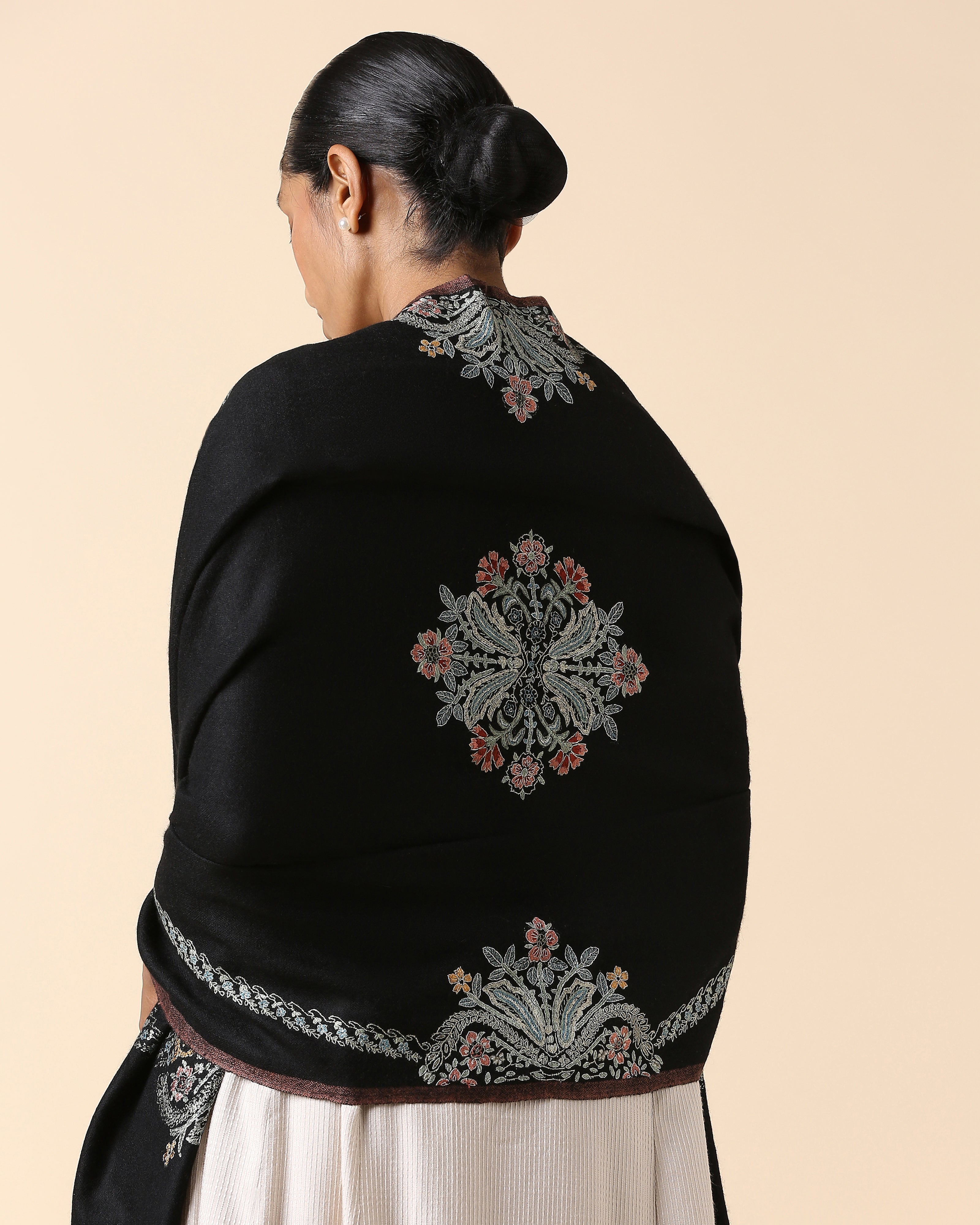 Bethany Kashmir Sozni Embroidery Pashmina Shawl