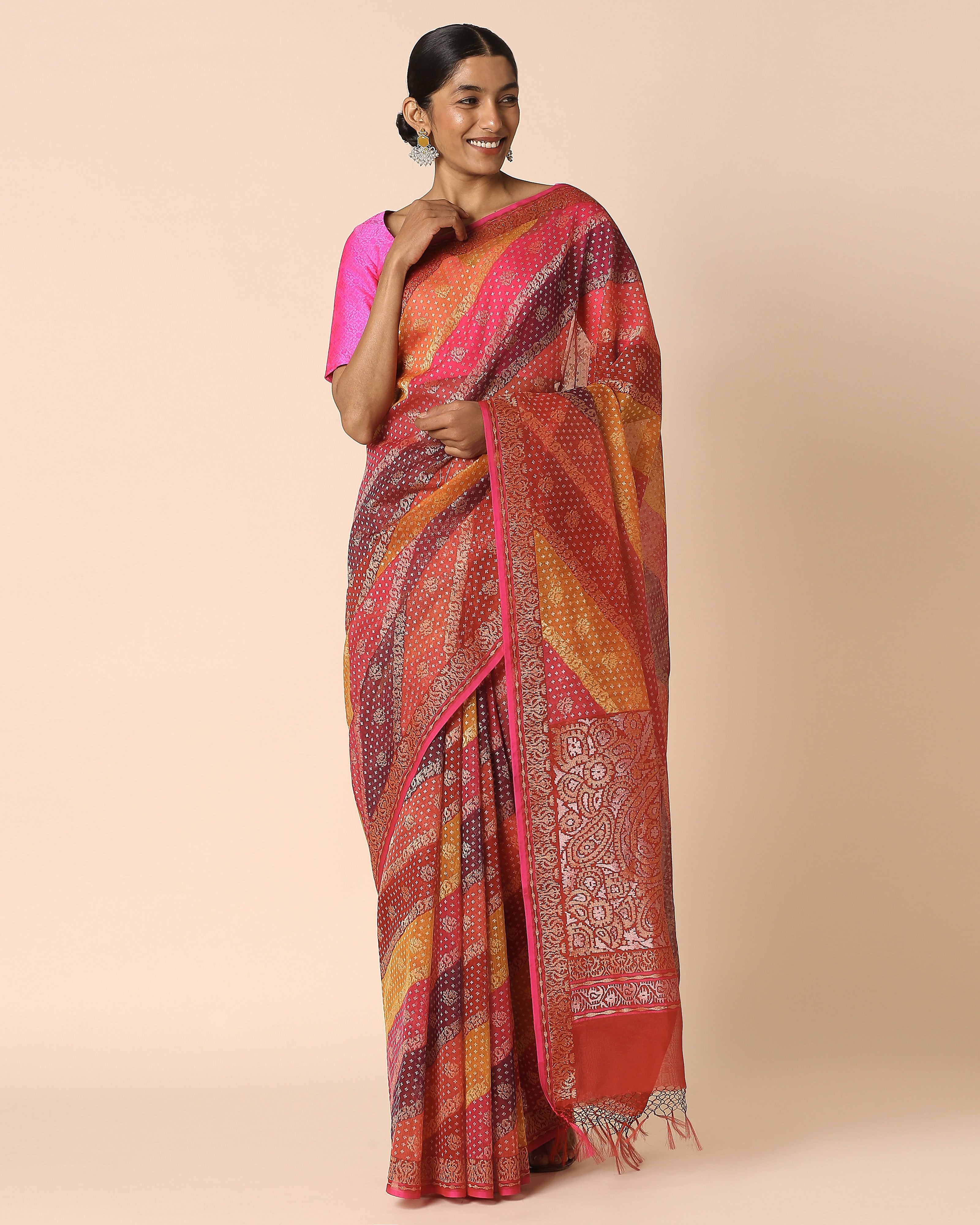 Adweta Banarasi Jamdani & Rangkaat Silk Cotton Saree