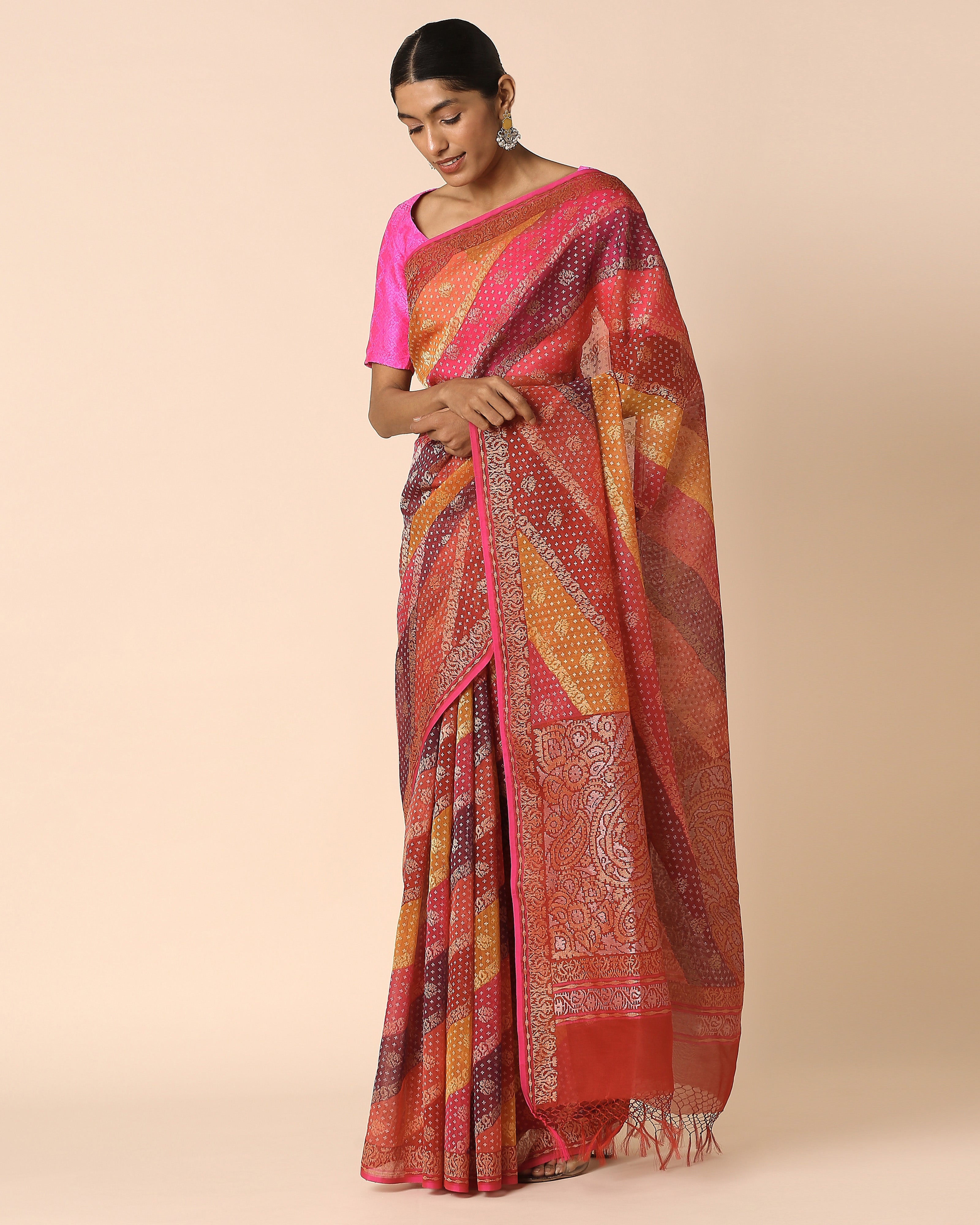 Adweta Banarasi Jamdani & Rangkaat Silk Cotton Saree