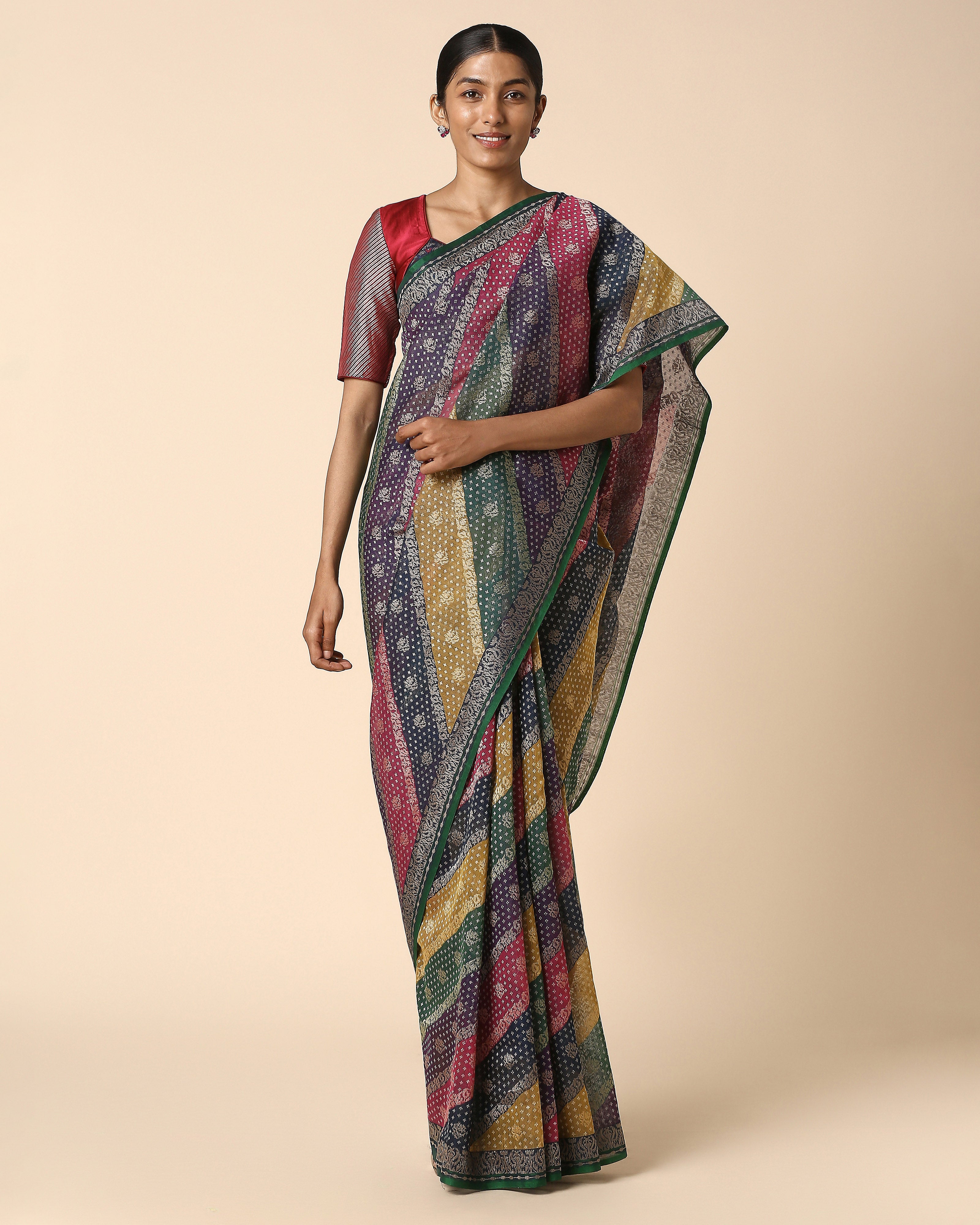 Adweta Banarasi Jamdani & Rangkaat Silk Cotton Saree