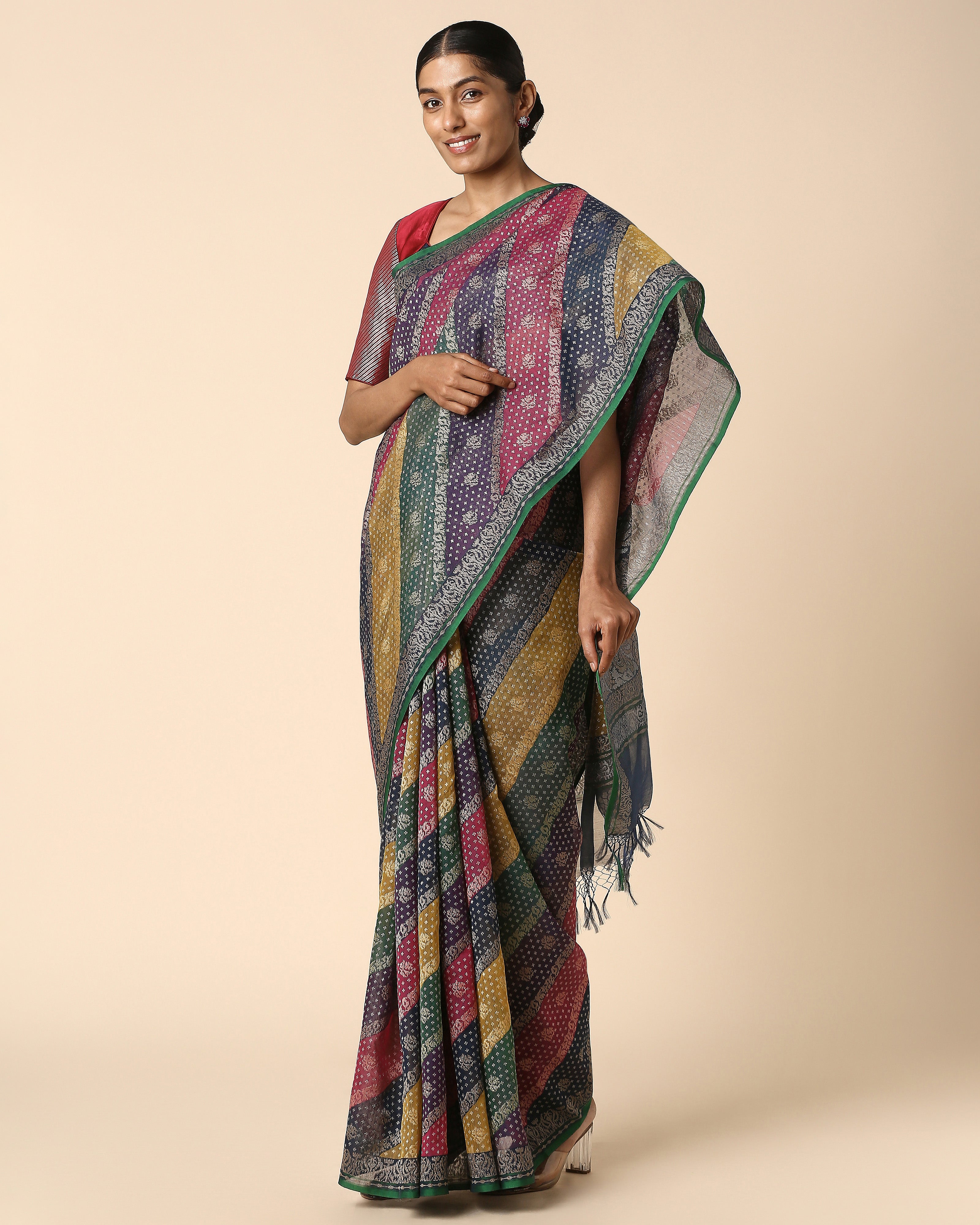Adweta Banarasi Jamdani & Rangkaat Silk Cotton Saree