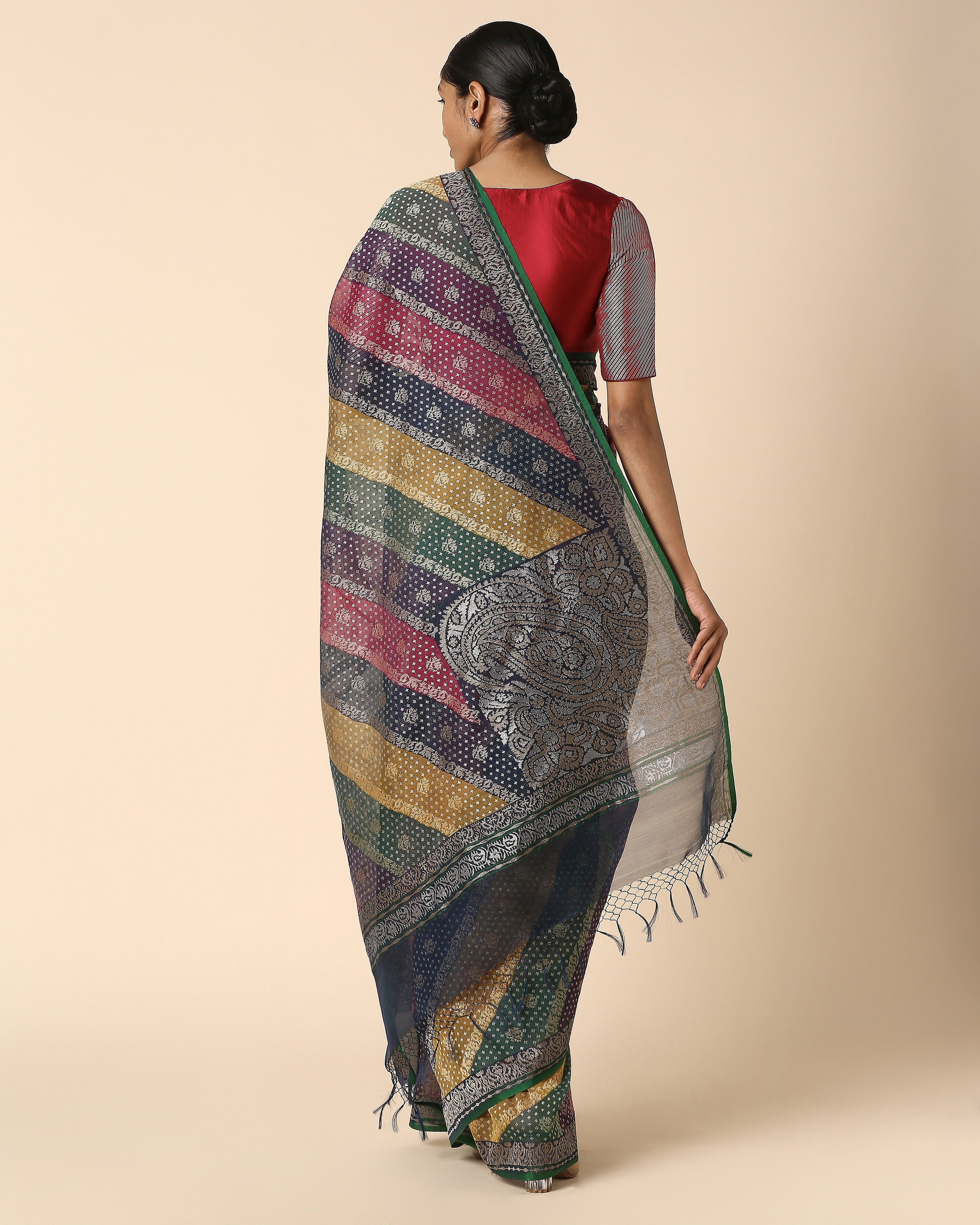 Adweta Banarasi Jamdani & Rangkaat Silk Cotton Saree