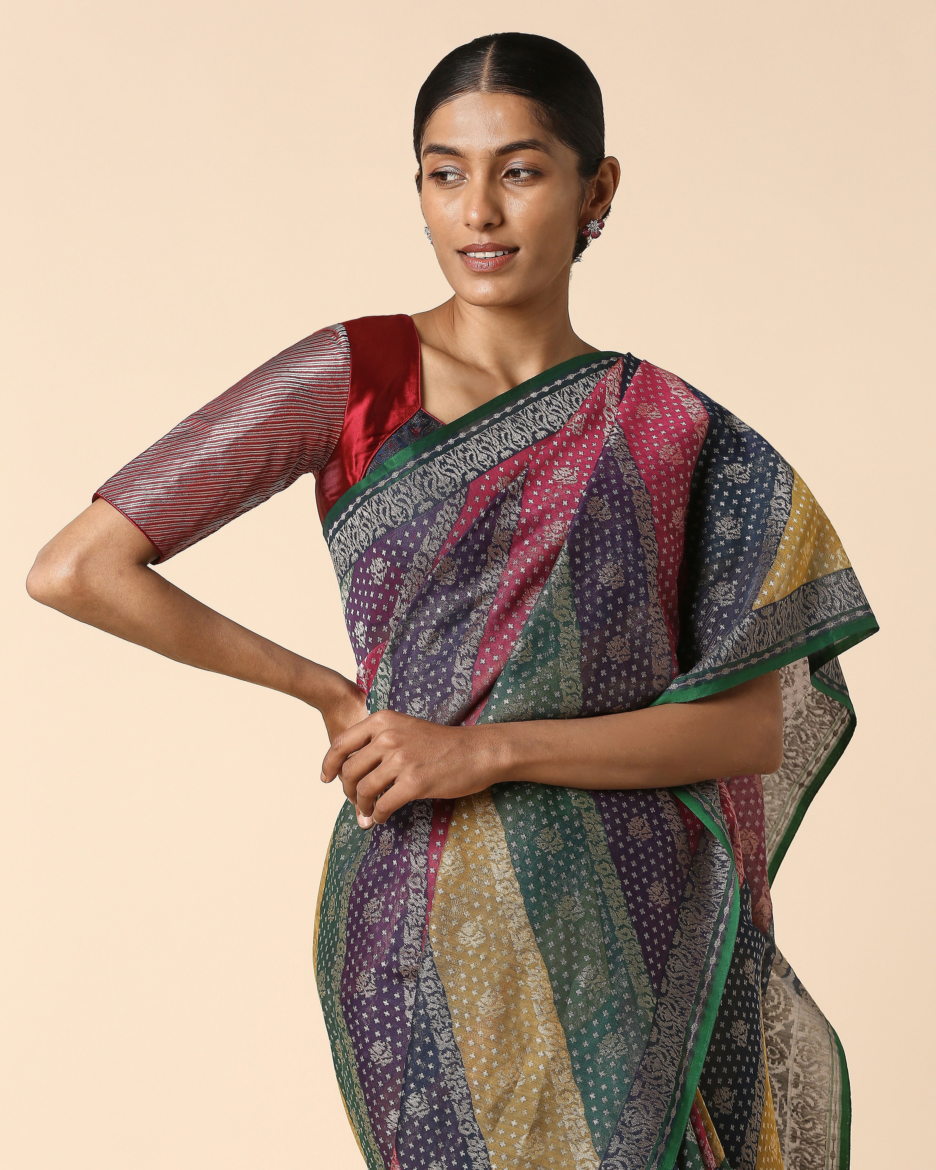 Adweta Banarasi Jamdani & Rangkaat Silk Cotton Saree