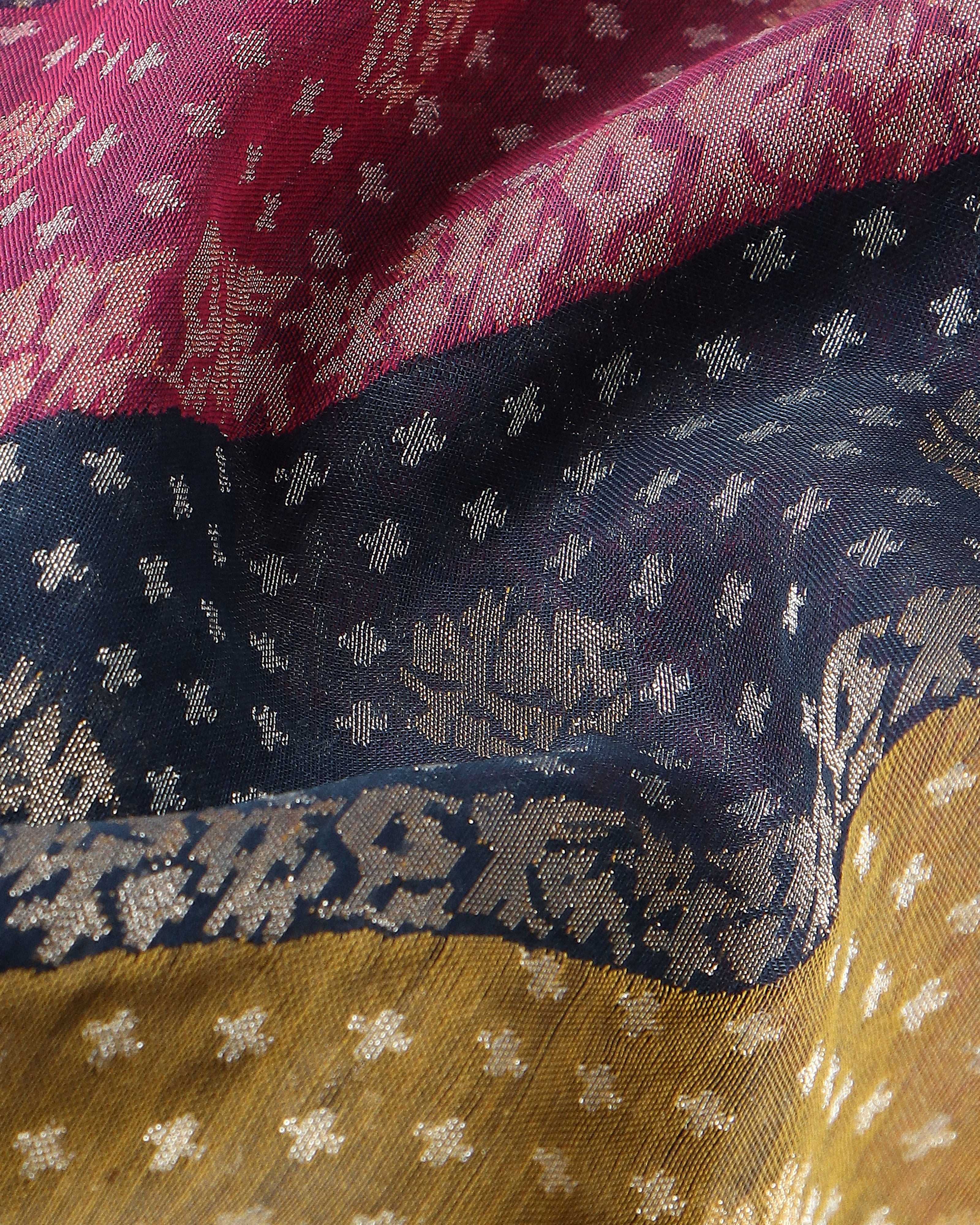 Adweta Banarasi Jamdani & Rangkaat Silk Cotton Saree