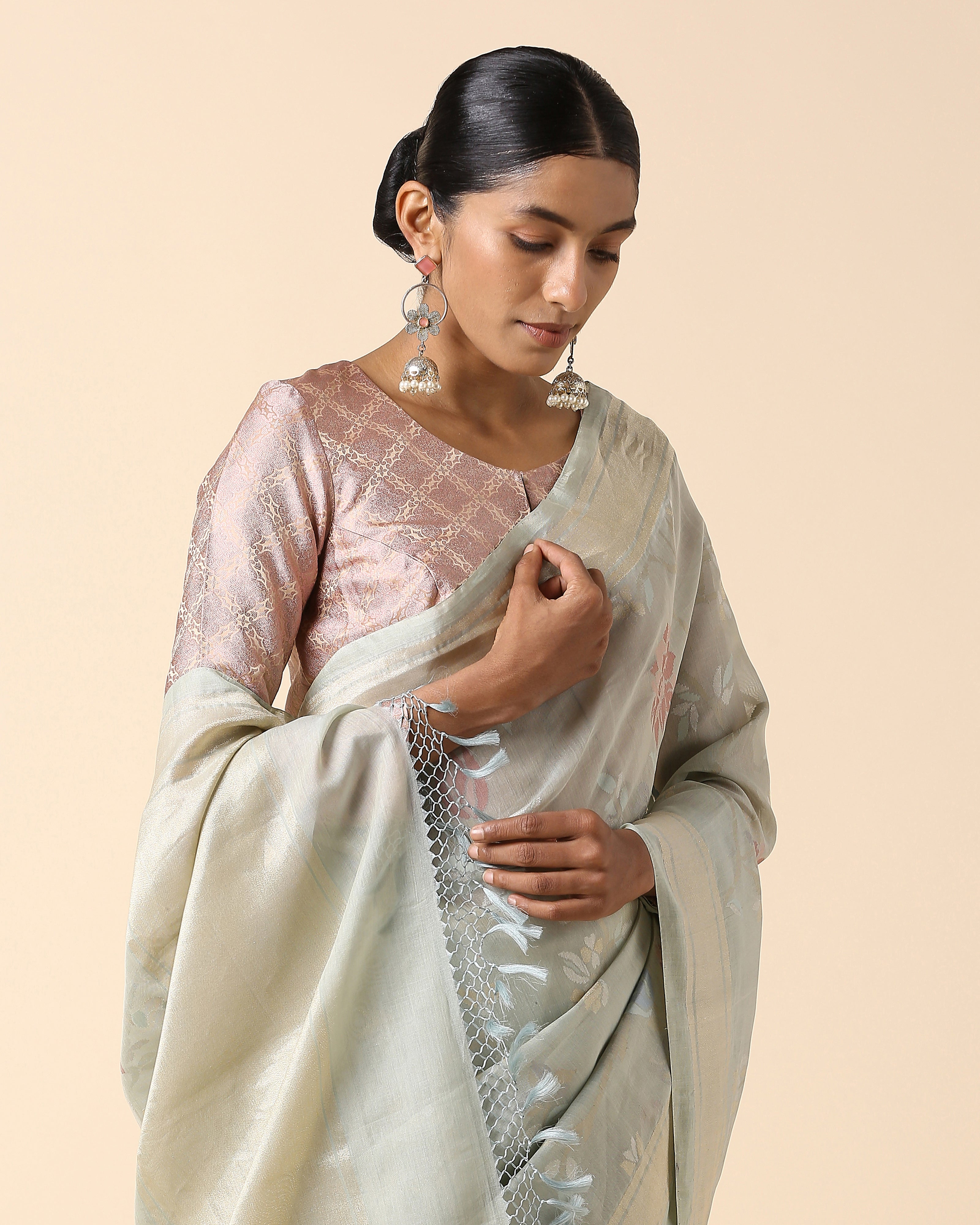 Madhul Banarasi Jamdani Silk Cotton Saree