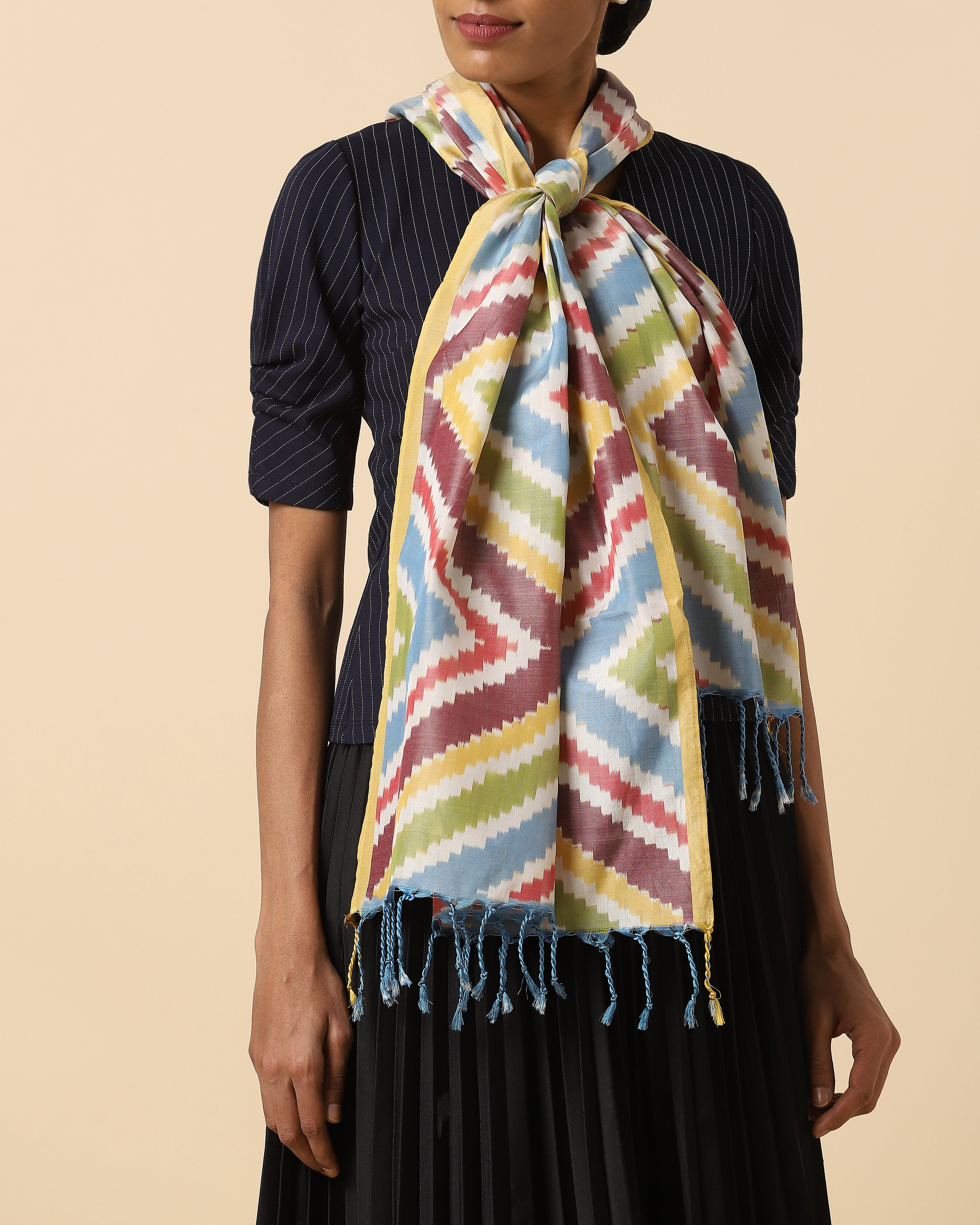 Laura Warp Ikat Silk Cotton Stole