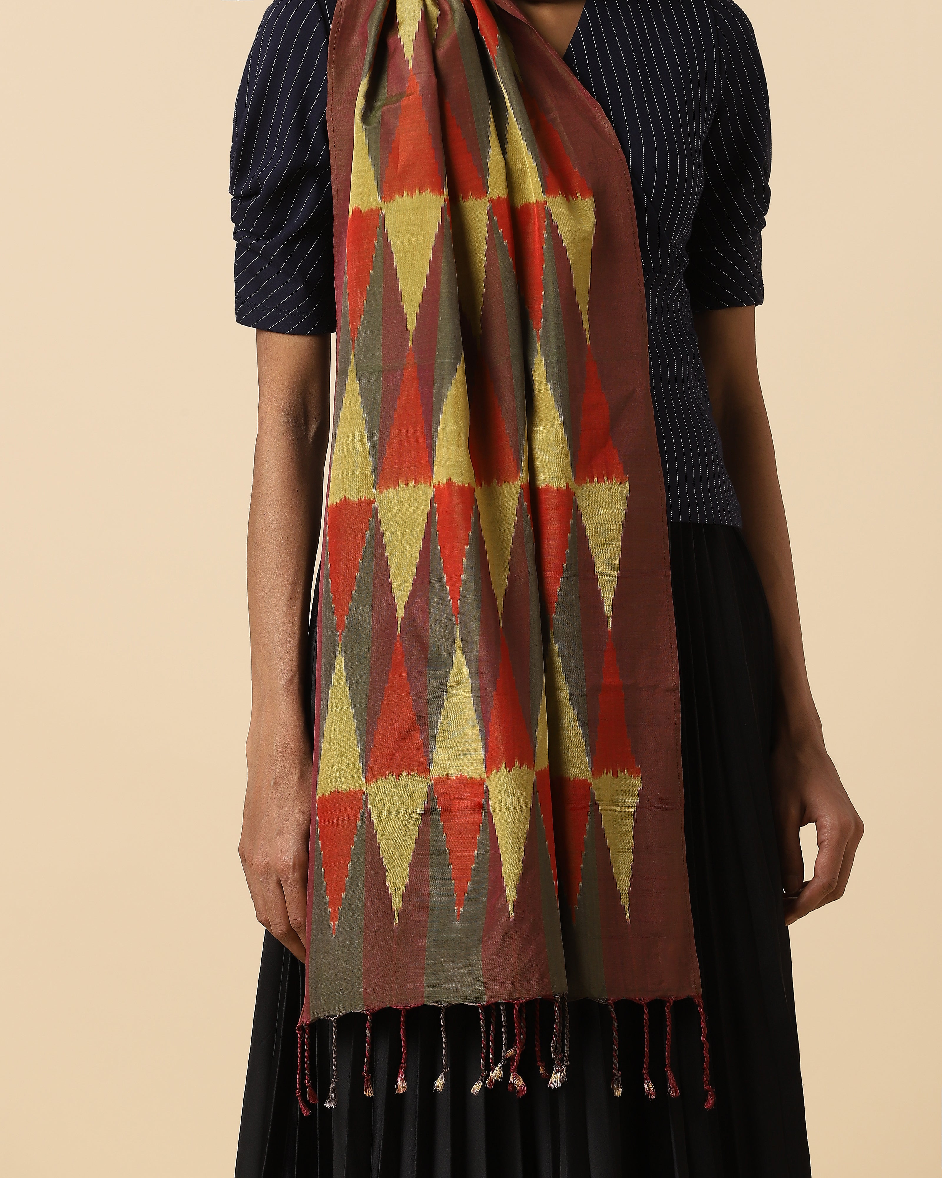 Sara Warp Ikat Silk Cotton Stole