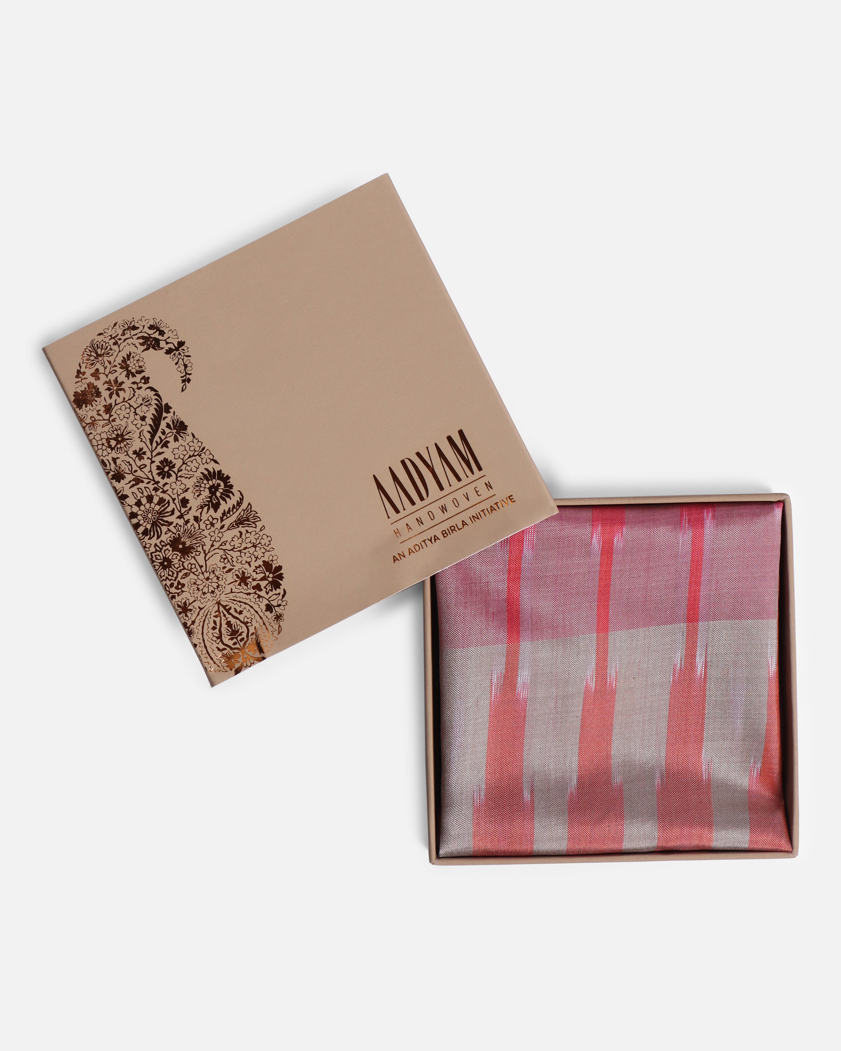 Flamingo Pochampally Weft Ikat Silk Pocket Square