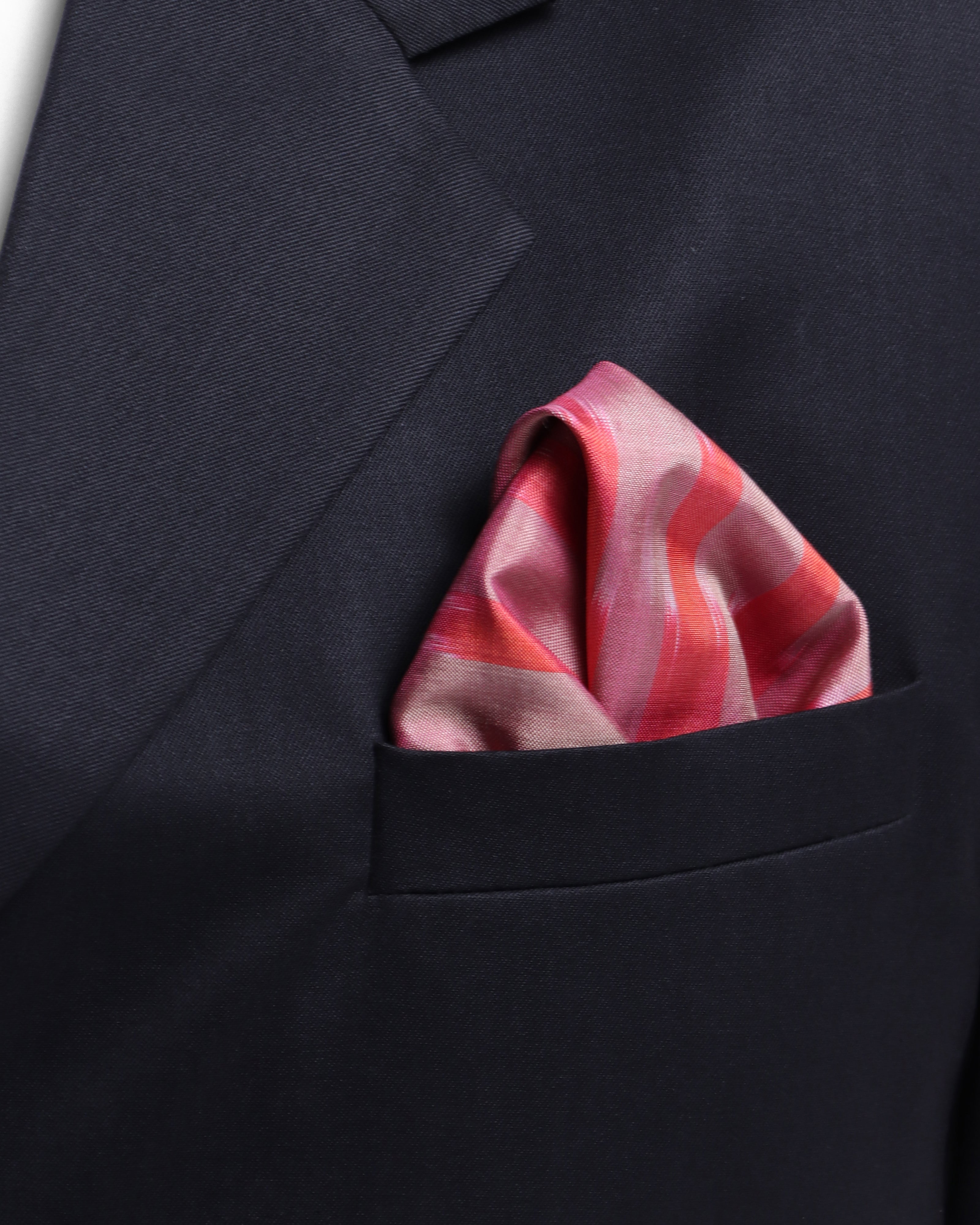 Flamingo Pochampally Weft Ikat Silk Pocket Square