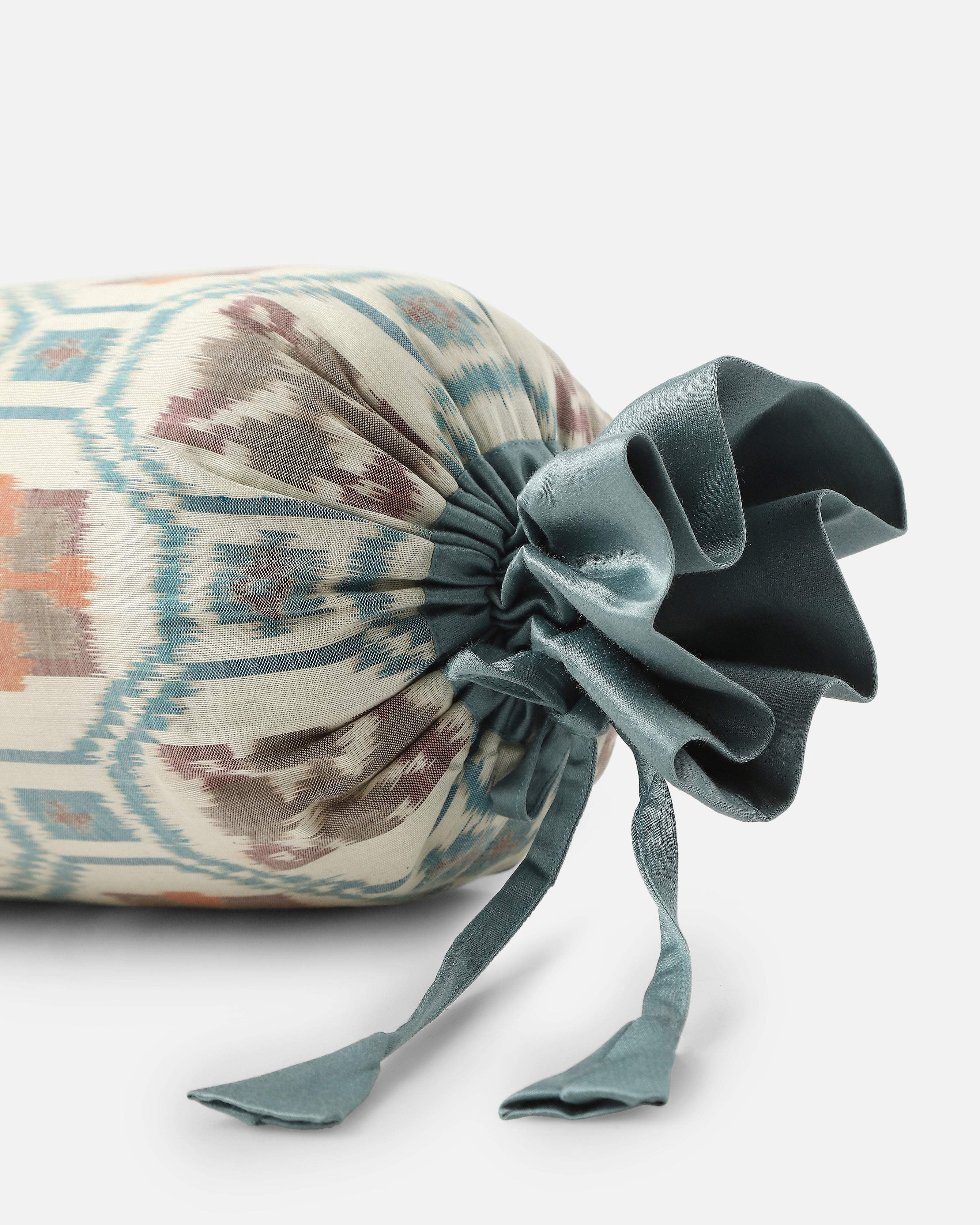 Purtgal Pochampally Weft Ikat Cotton Silk Bolster Cover