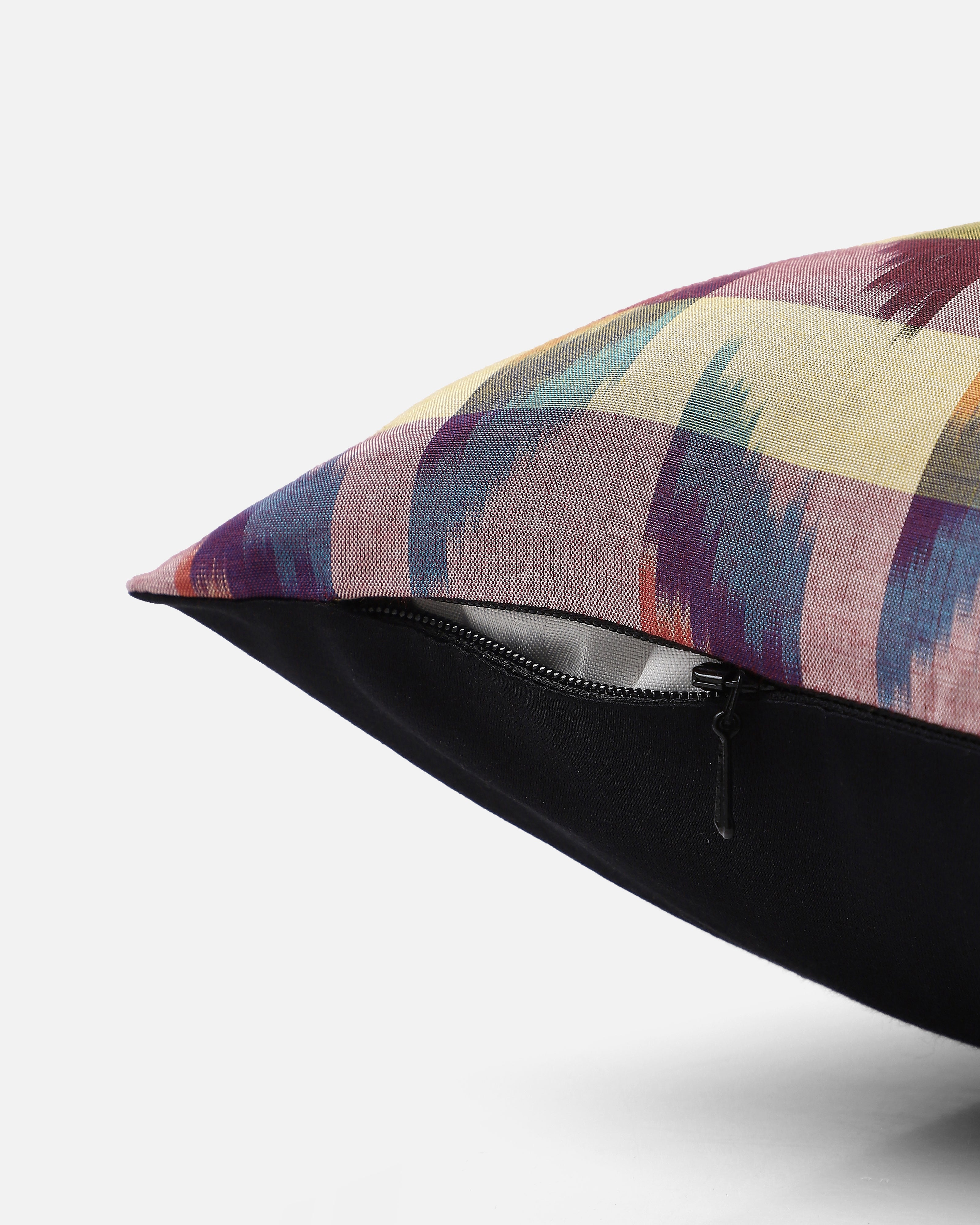 Alfred Pochampally Warp Ikat Silk Cotton Cushion Cover