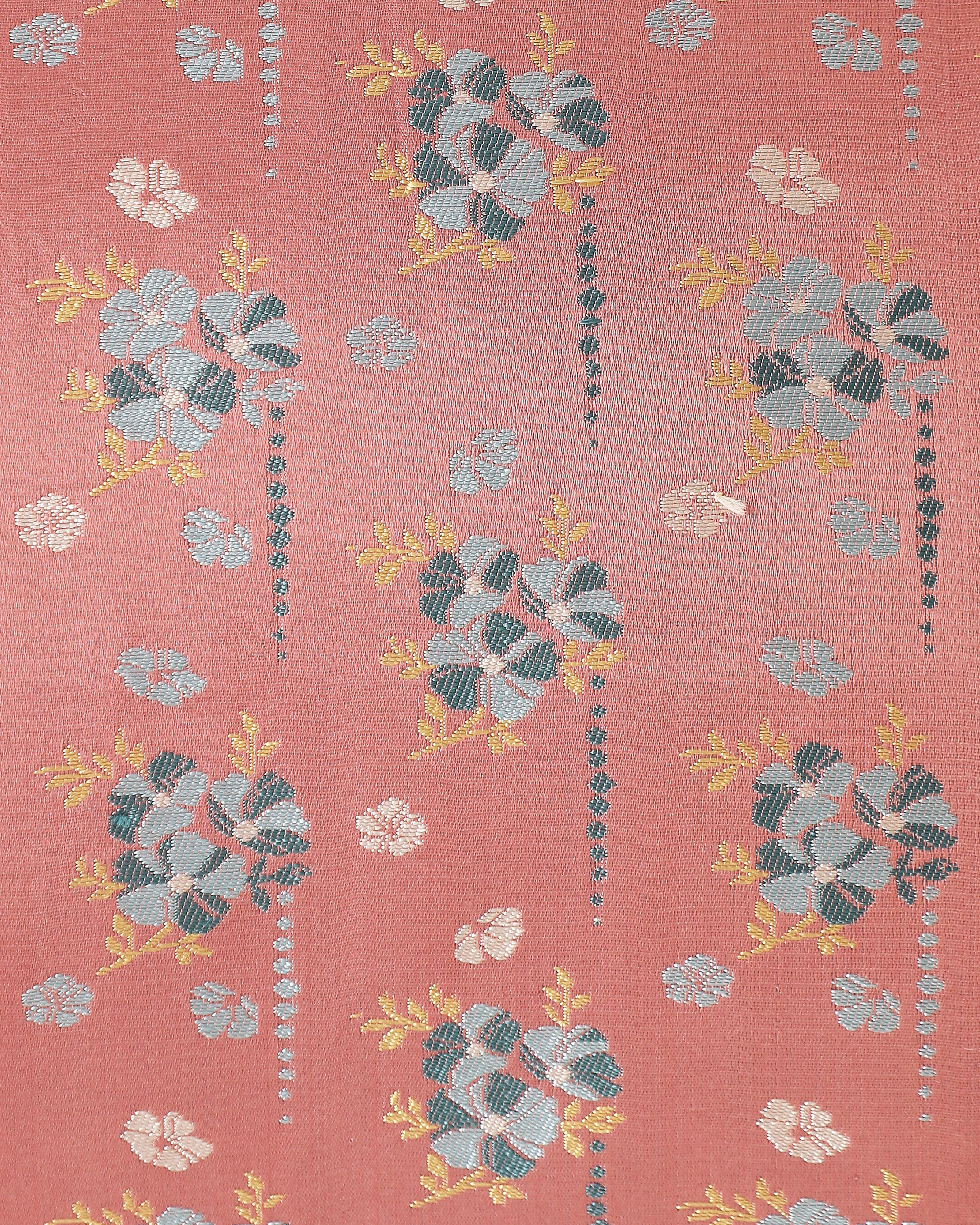 Hibiscus Bunch Banarasi Satin Brocade Silk Viscose Cushion Cover