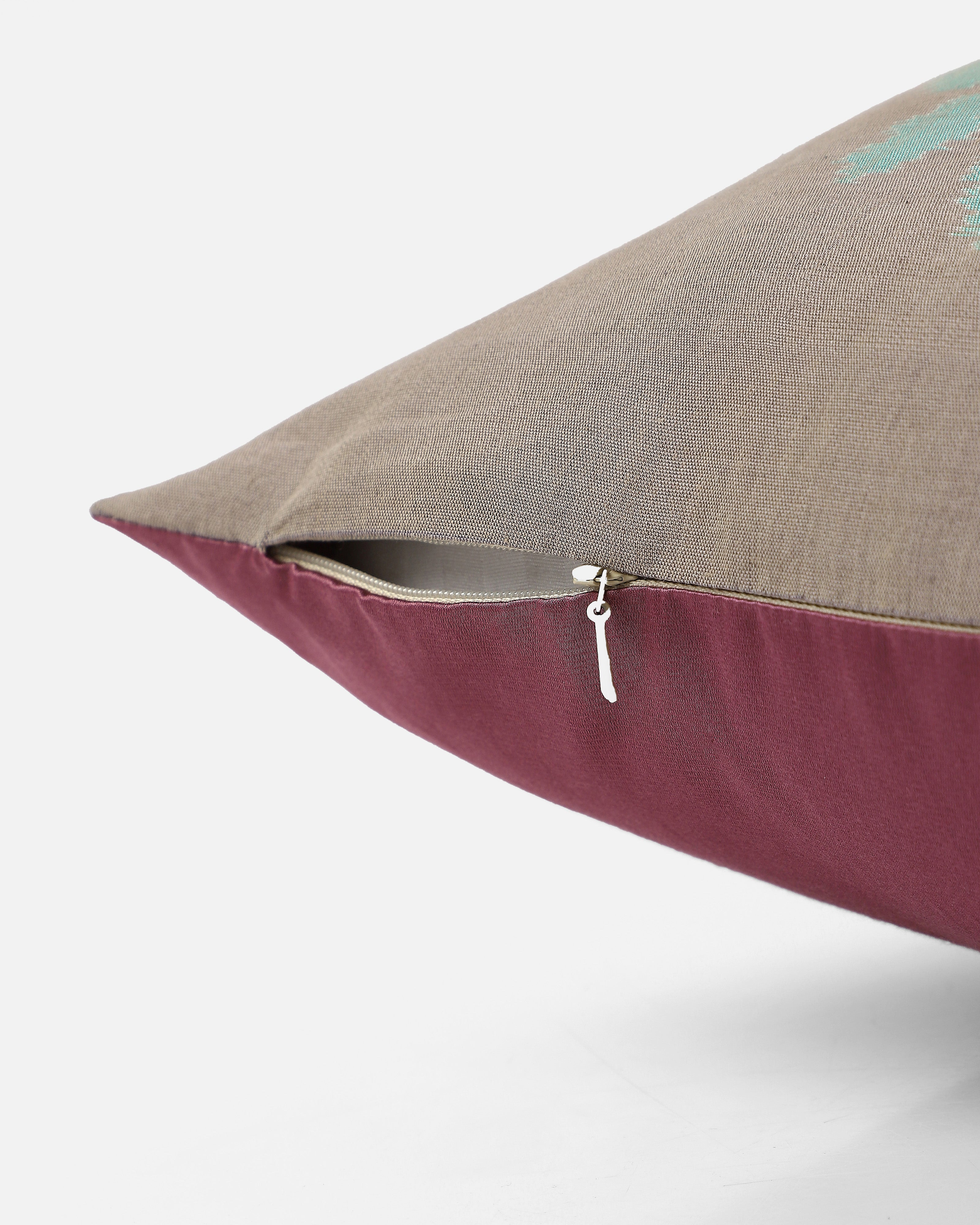 Borde Pochampally Weft Ikat Cotton Silk Cushion Cover