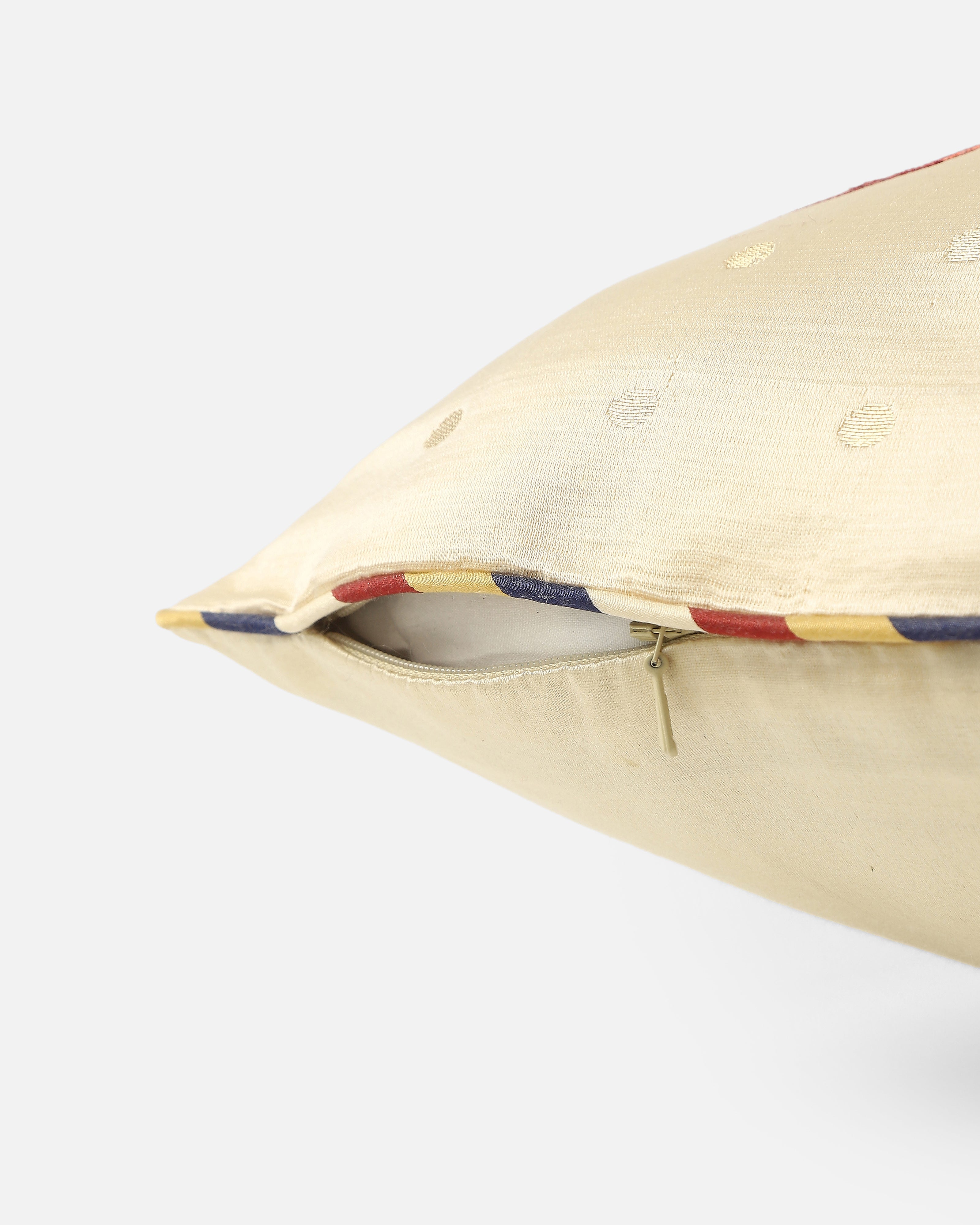 Gulmohar Banarasi Gyasar Silk Viscose Cushion Cover