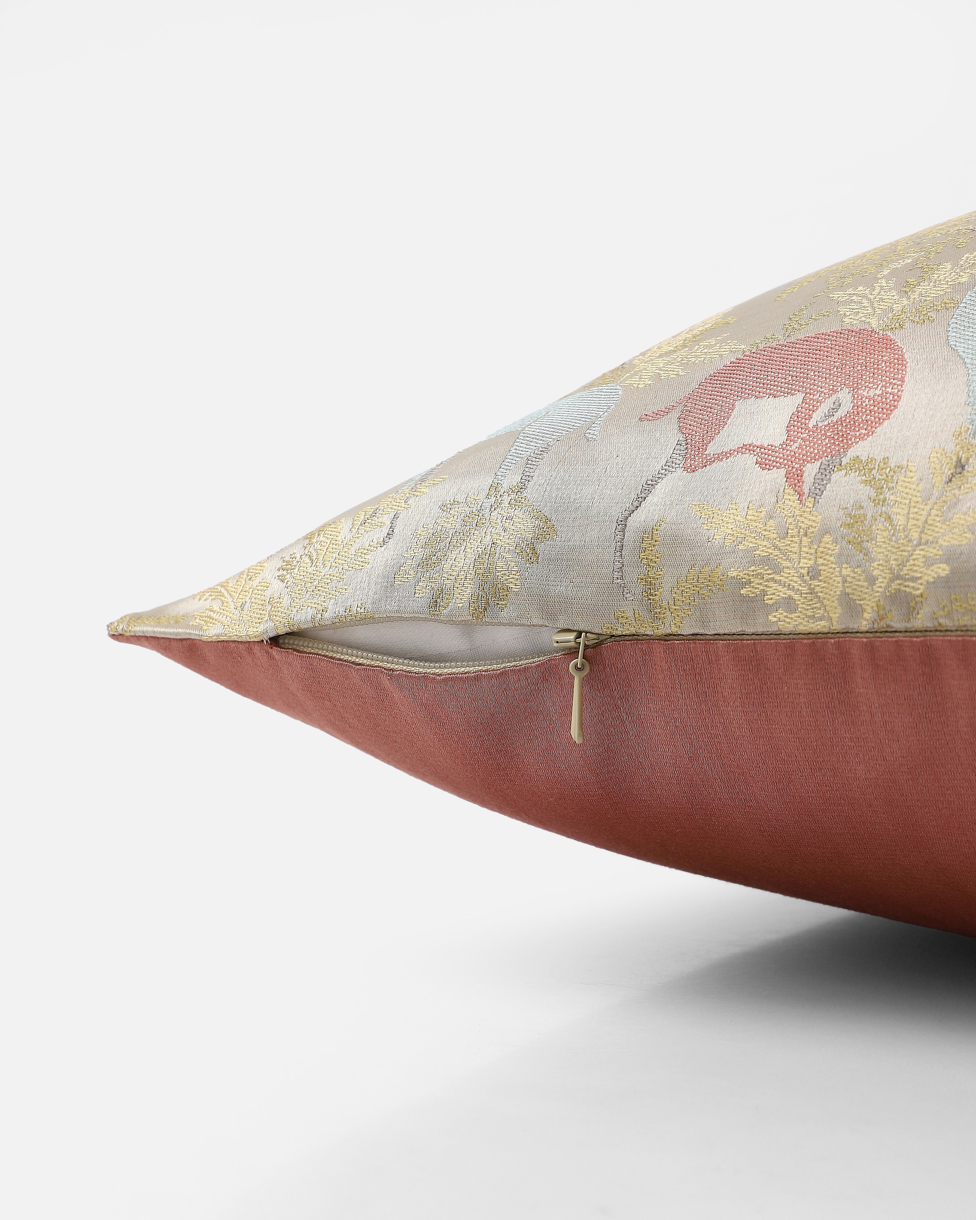 Hirni Banarasi Tanchoi Silk Cushion Cover