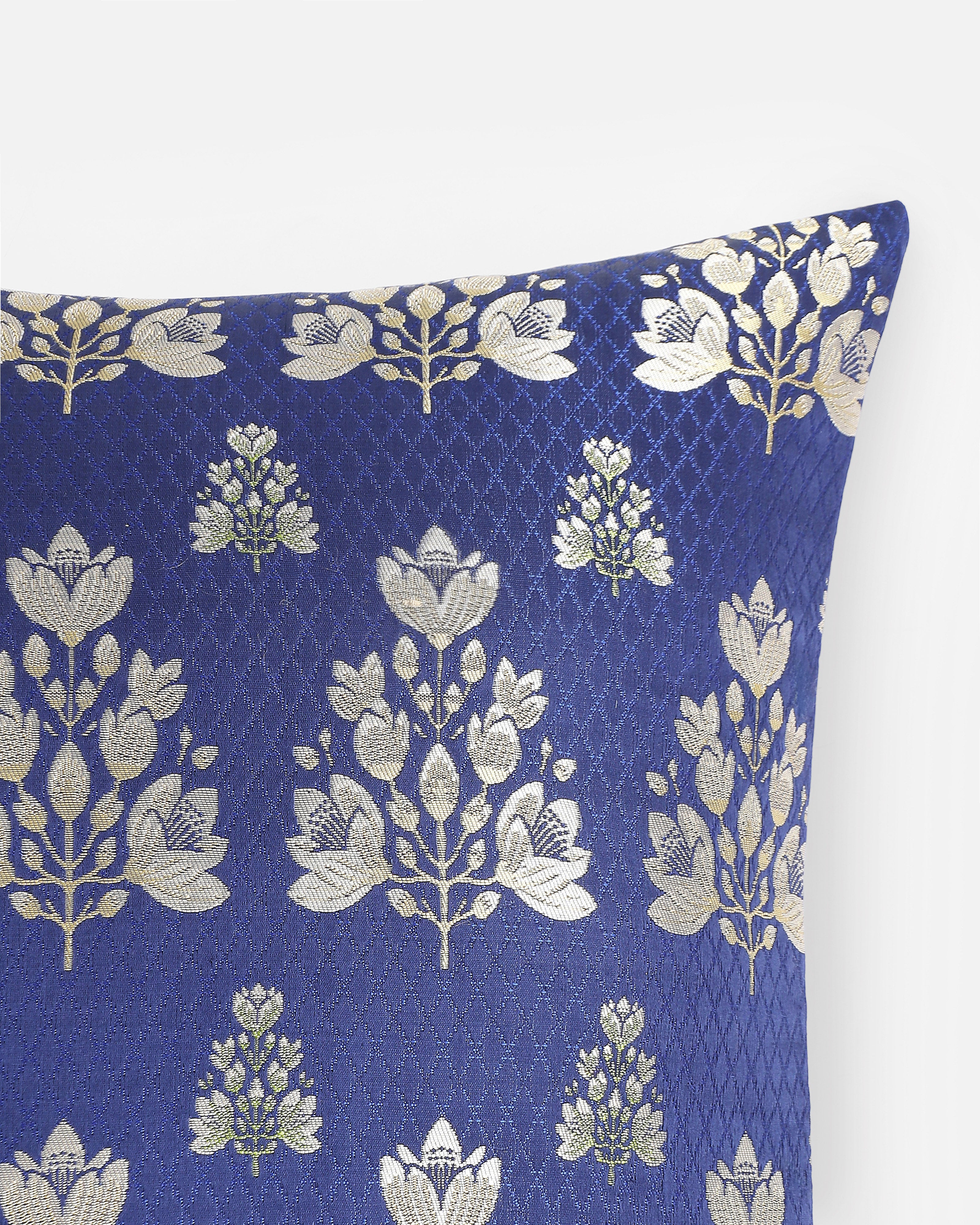 Kapok Bloom Banarasi Satin Brocade Silk Viscose Cushion Cover
