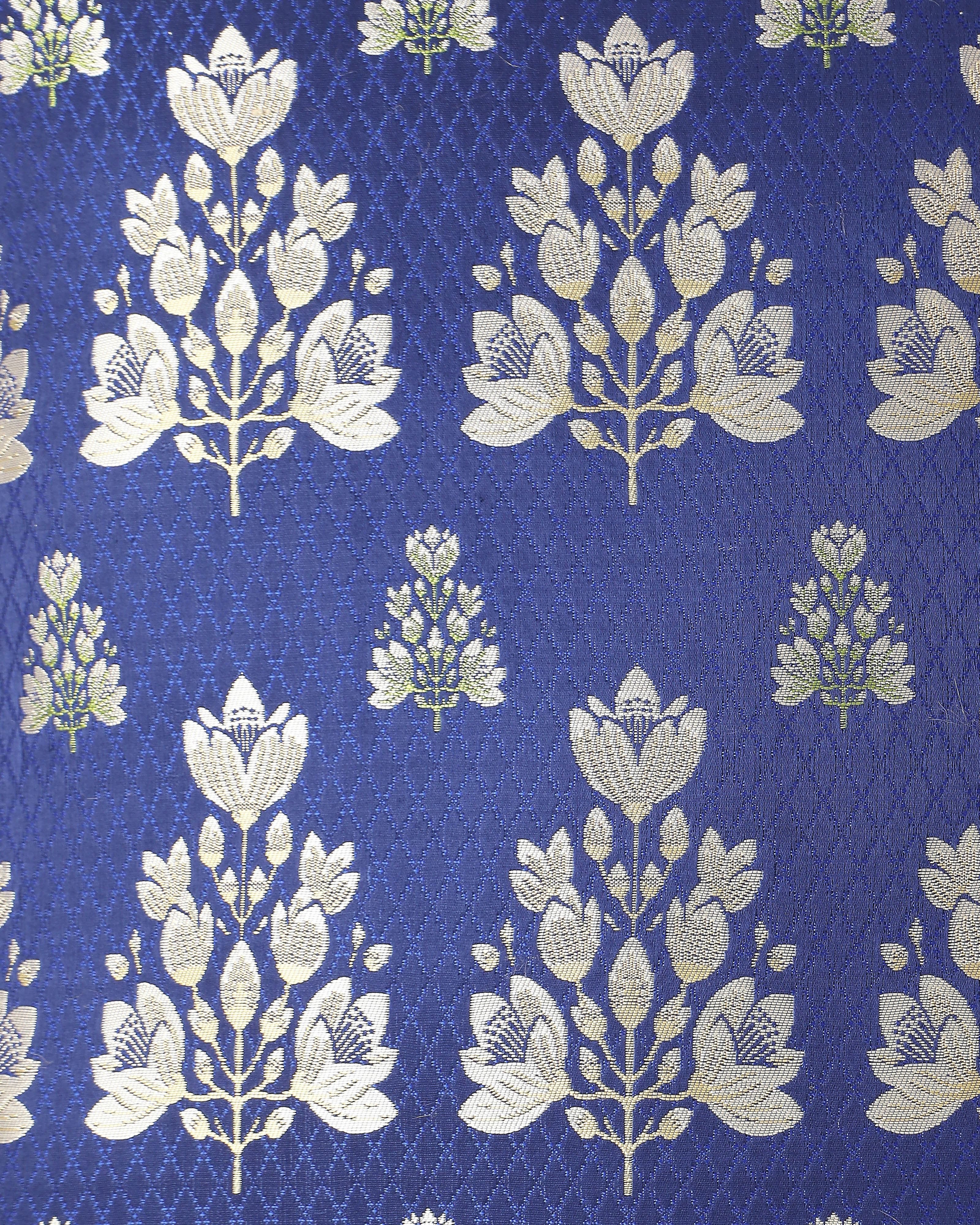 Kapok Bloom Banarasi Satin Brocade Silk Viscose Cushion Cover