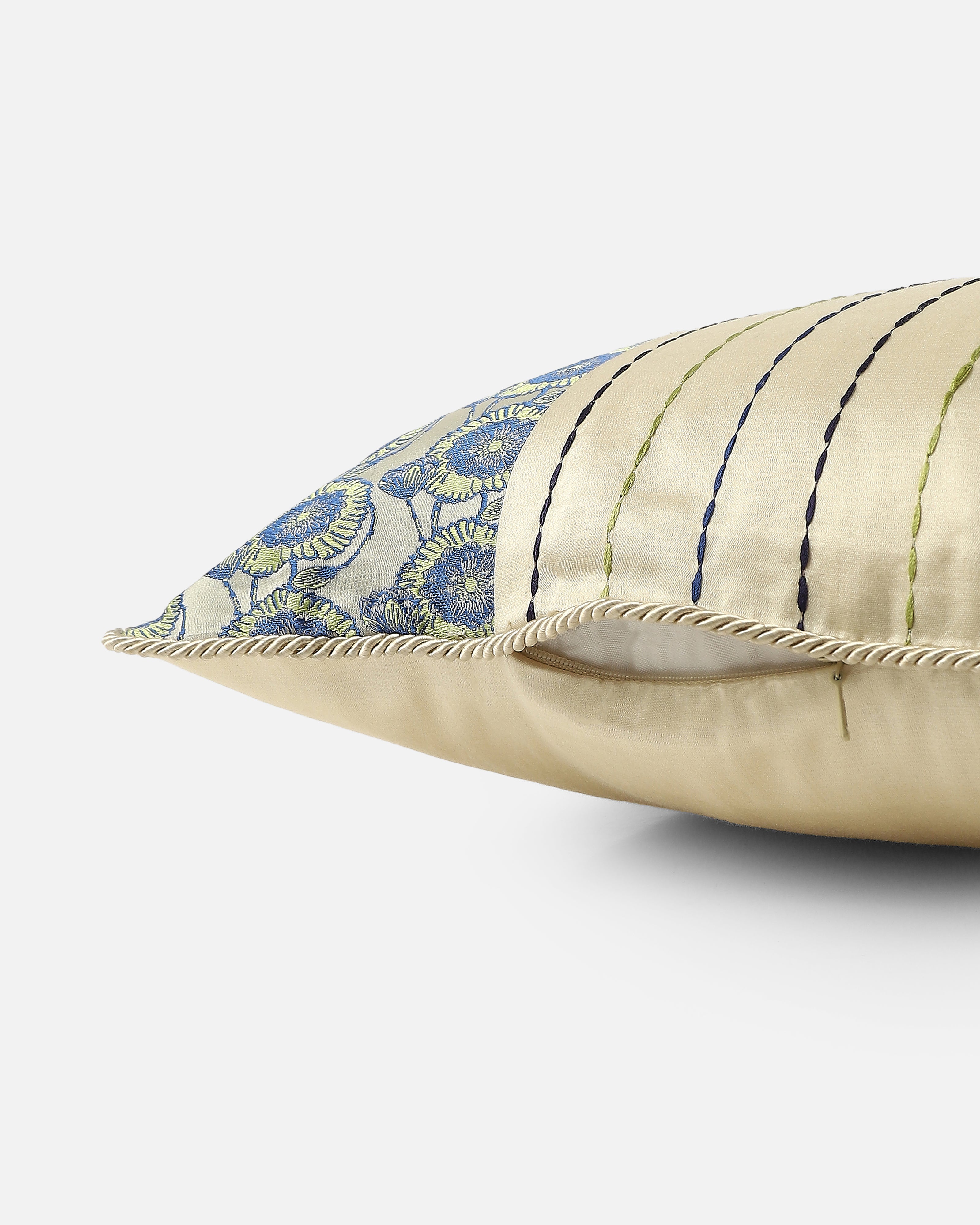 Waterlily Banarasi Tanchoi Silk Cushion Cover