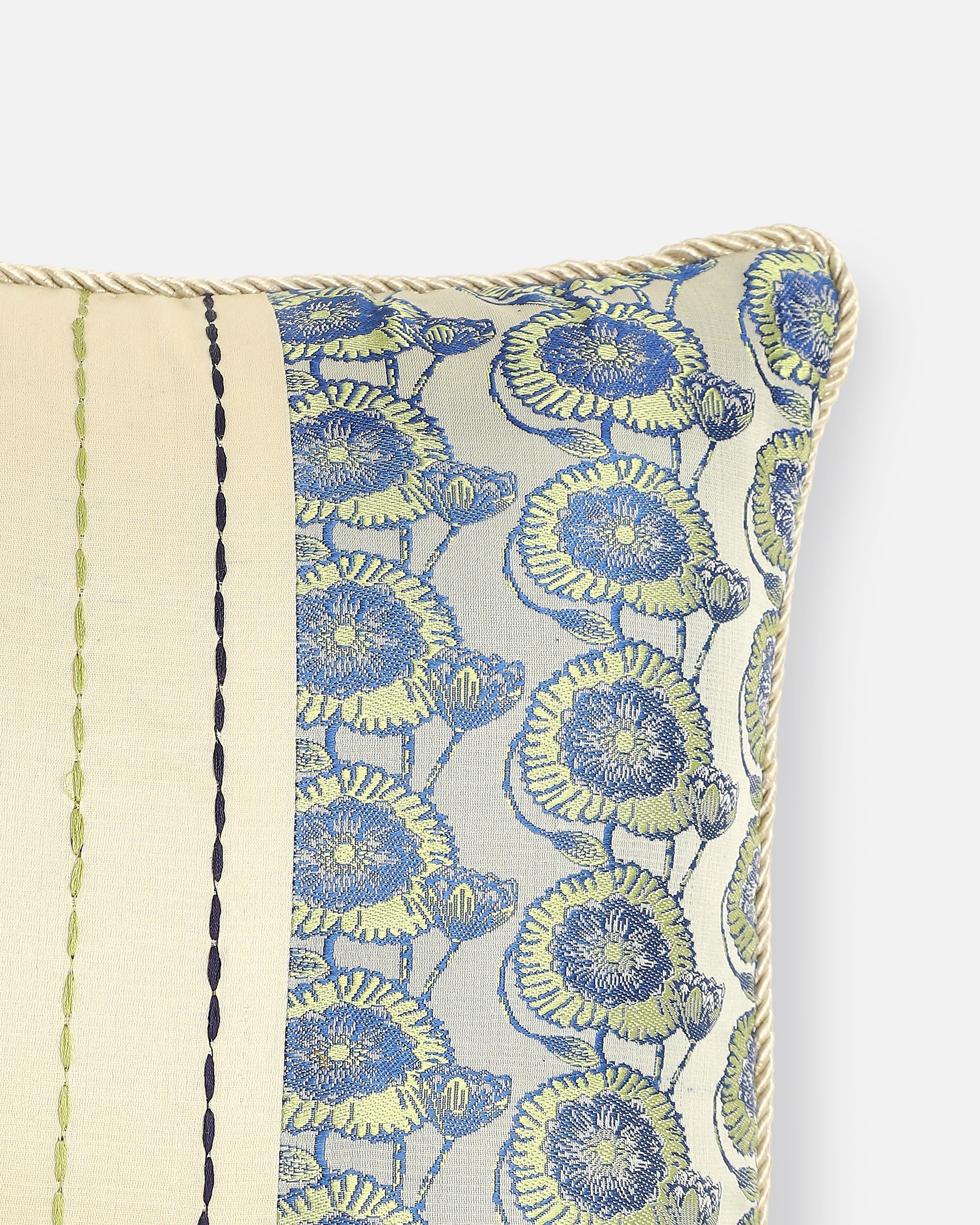 Waterlily Banarasi Tanchoi Silk Cushion Cover