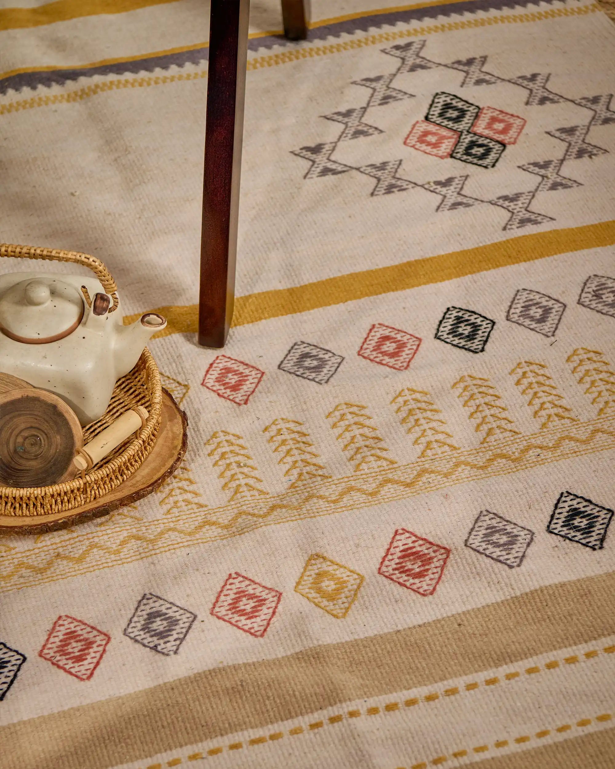 Sareeka Bhujodi Extra Weft Cotton Wool Rug